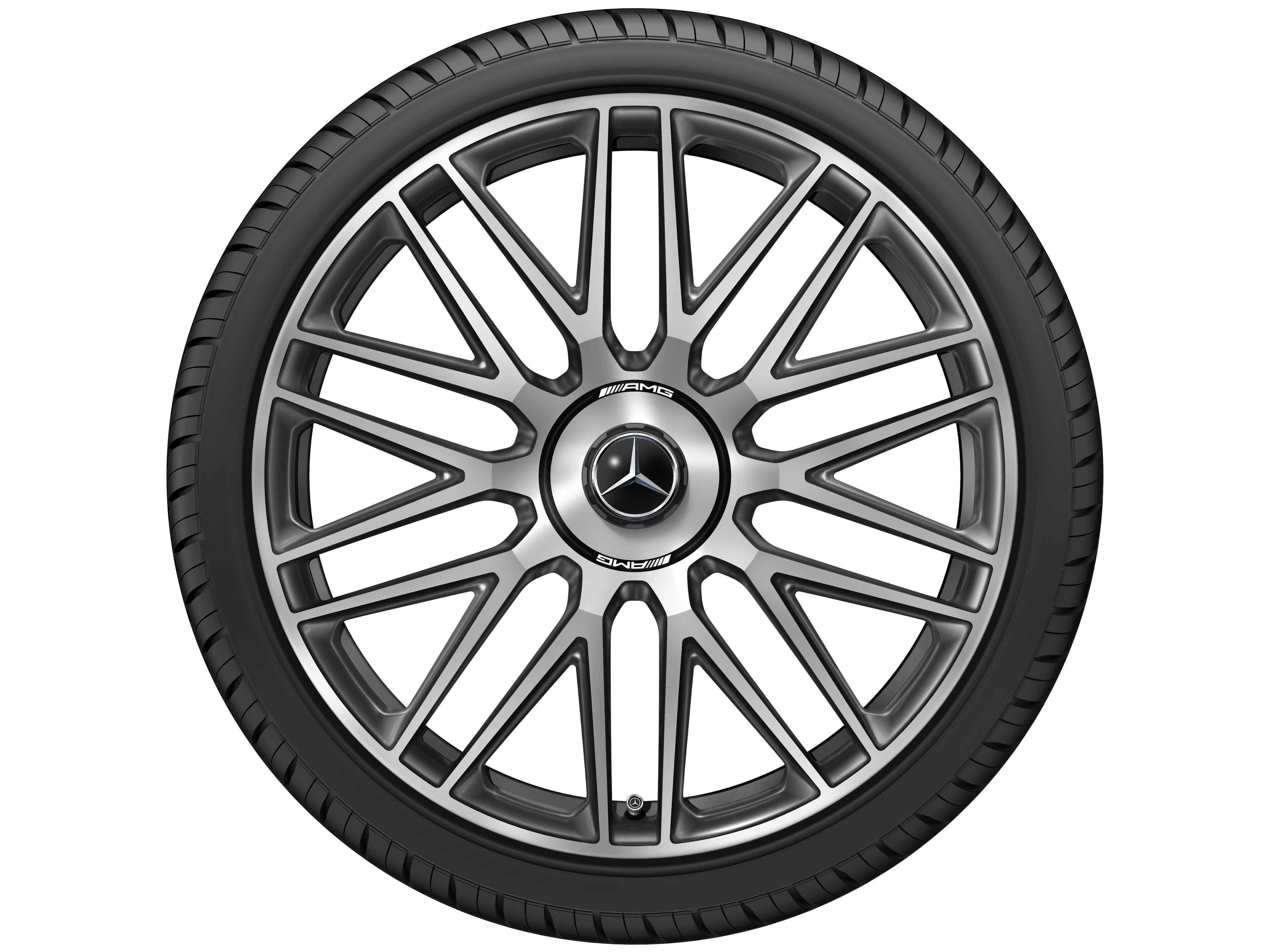 Jante forgée AMG à 10 branches, 53,3 cm (21 pouces) - 9,5 J x 21 ET 33, noir / platine foncé brillant