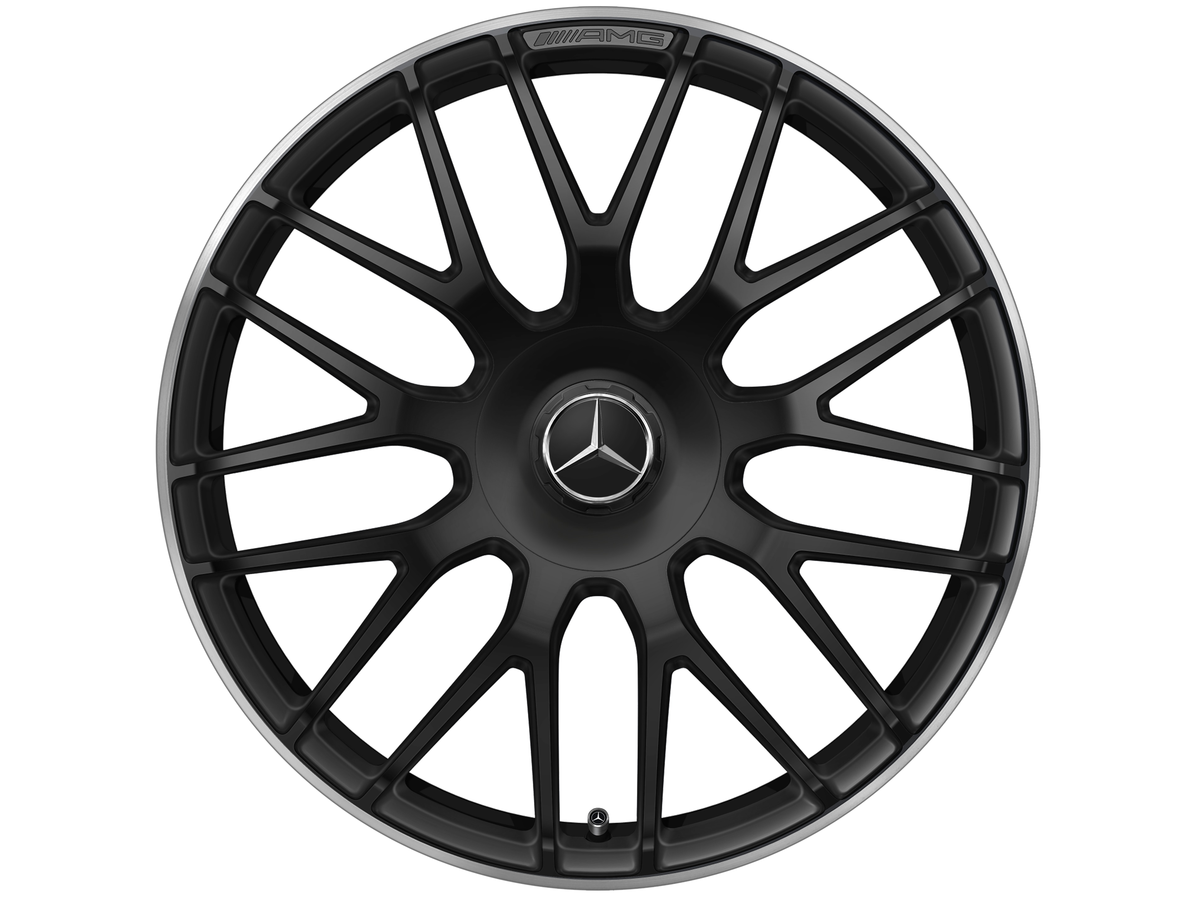 Jante forgée AMG Jante en Y, 48,3 cm (19 pouces), Rebord de jante, brillant - 8,5 J x 19 ET 38, noir mat, Rebord de jante, brillant