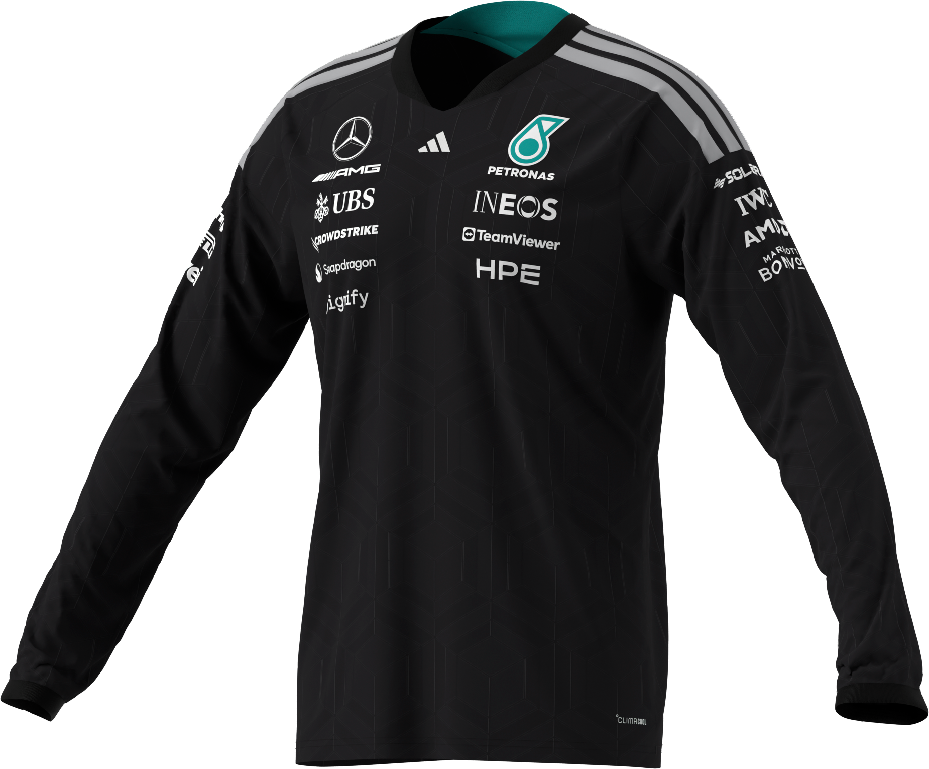 T-shirt à manches longues homme, Pilote, Mercedes-AMG F1 - noir, XS