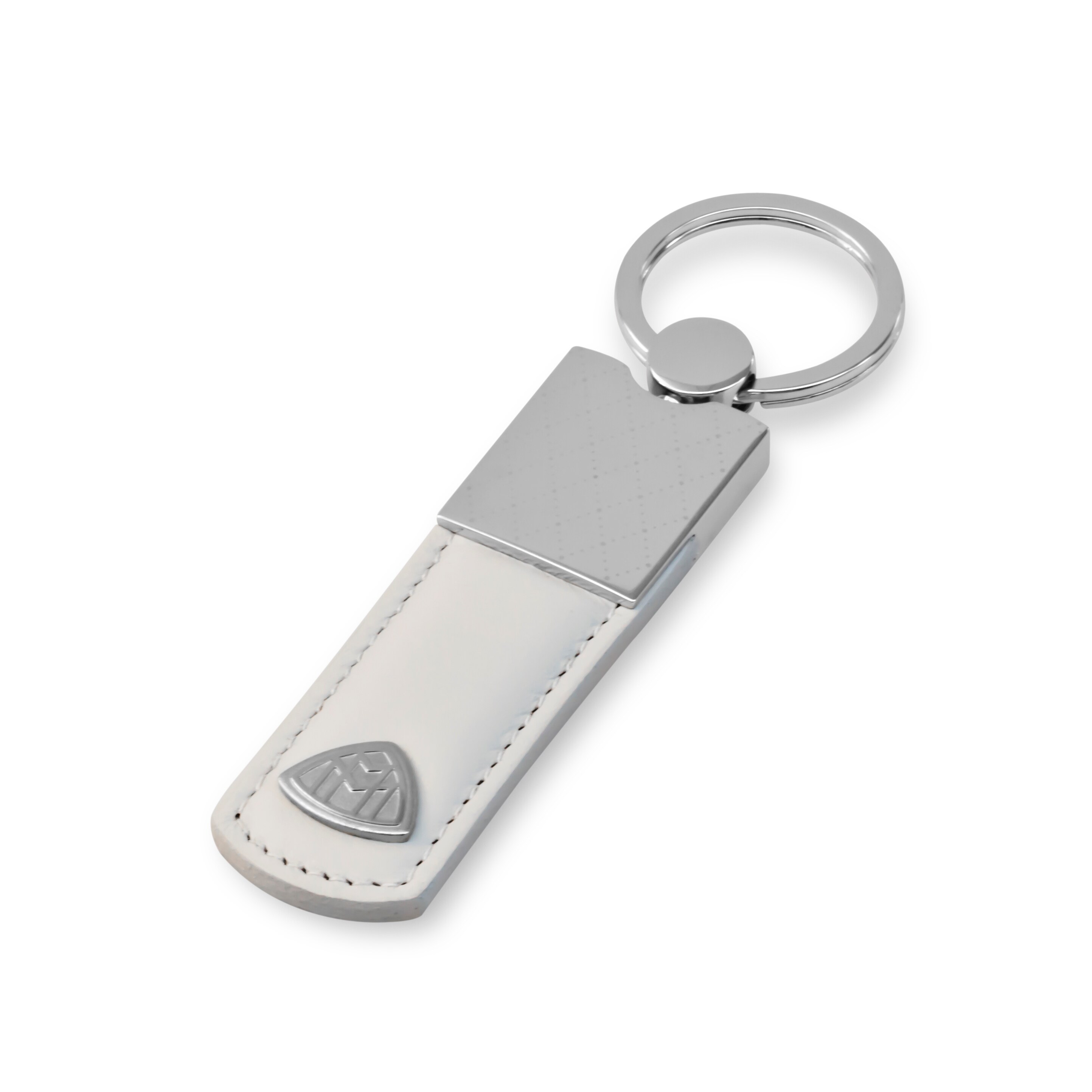 Porte-clés, Mercedes-Maybach, blanc - blanc / argenté, Cuir / Acier inoxydable