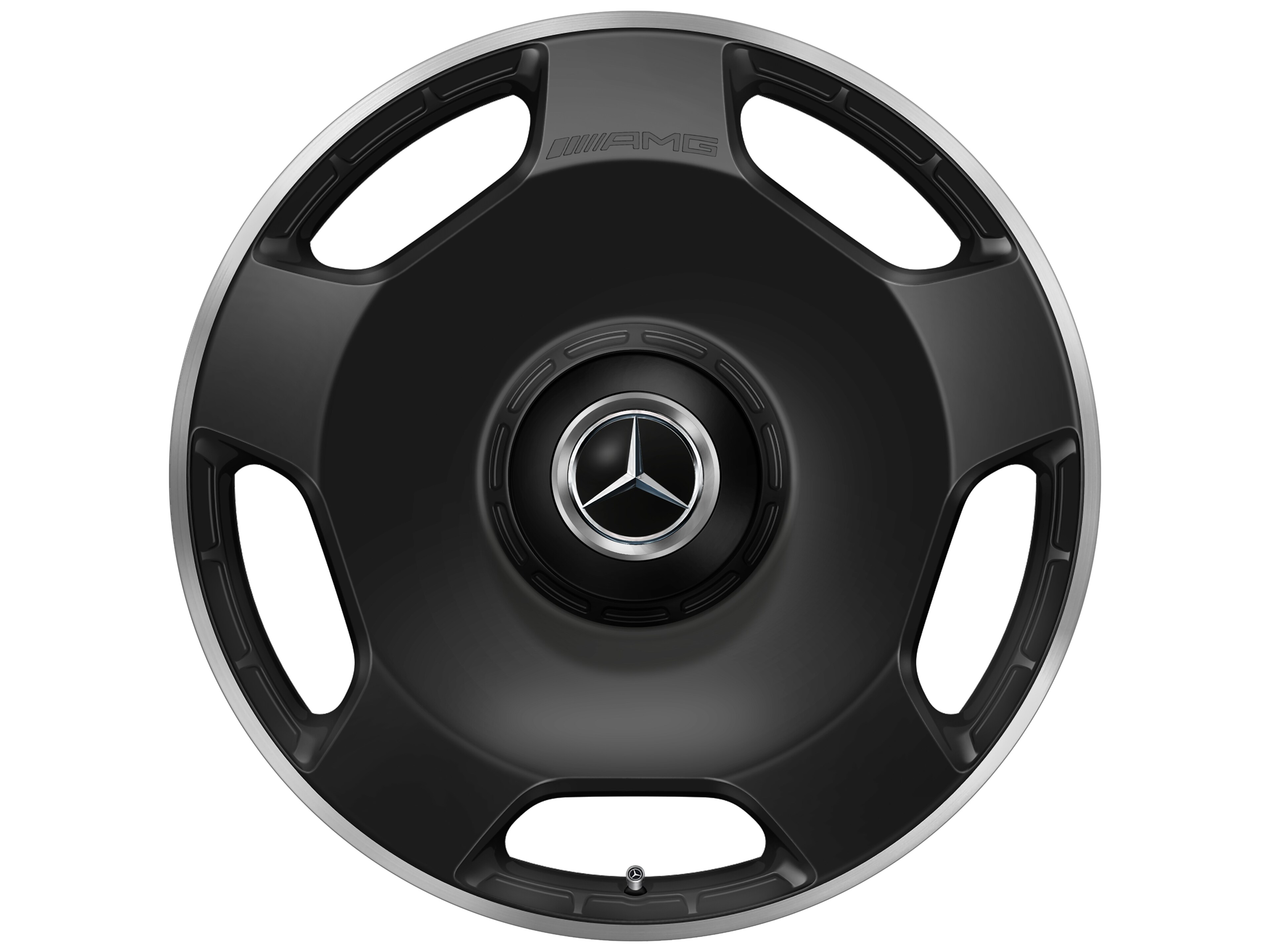 Jante forgée AMG Design 5 trous, 58,4 cm (23 pouces), Rebord de jante, brillant - 10 J x 23 ET 45, noir mat, Rebord de jante, brillant