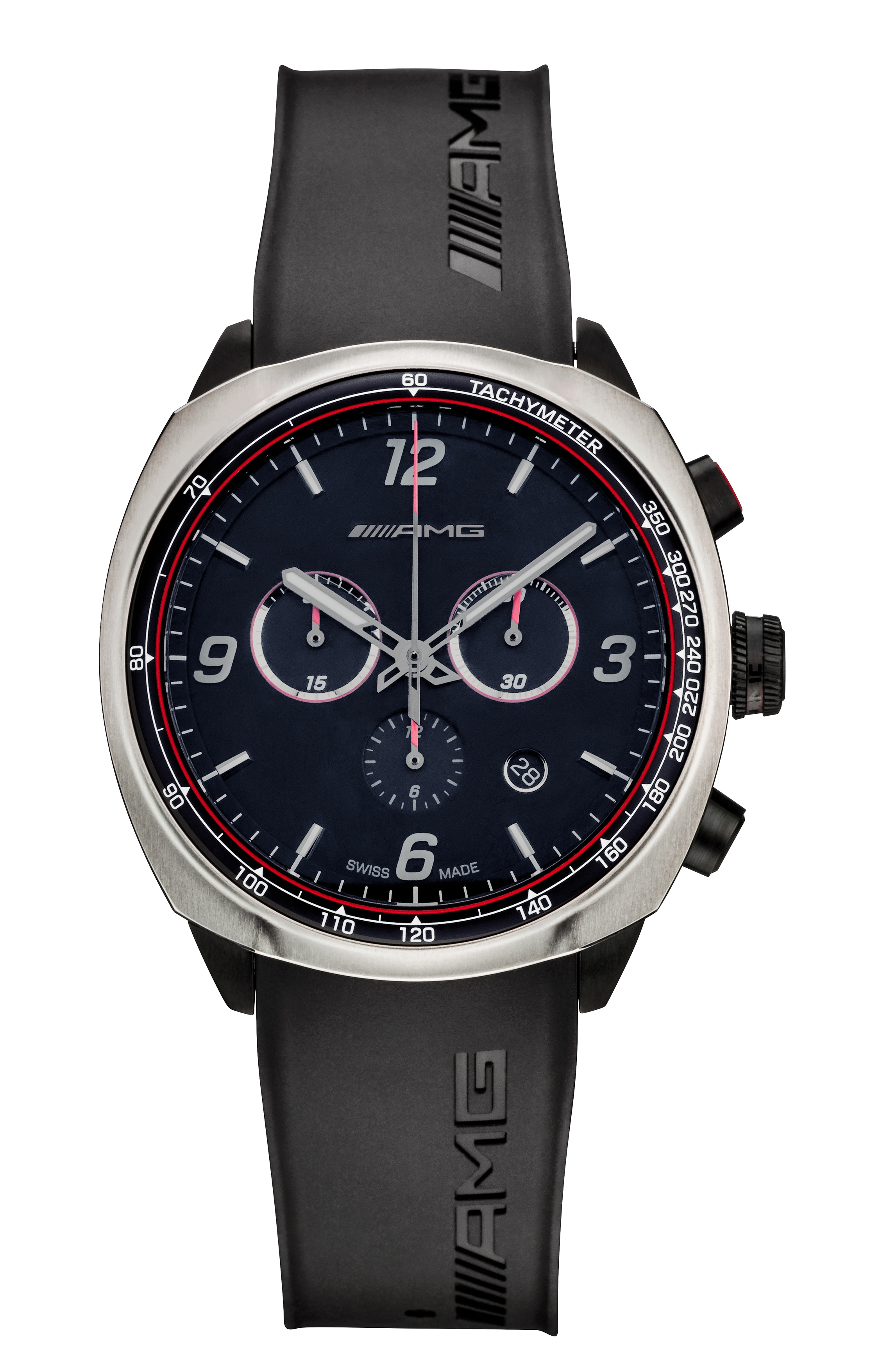 Montre, Homme, AMG, Montre-chrono Essentials - noir / Anthracite / rouge, Acier inoxydable / Titane / Caoutchouc