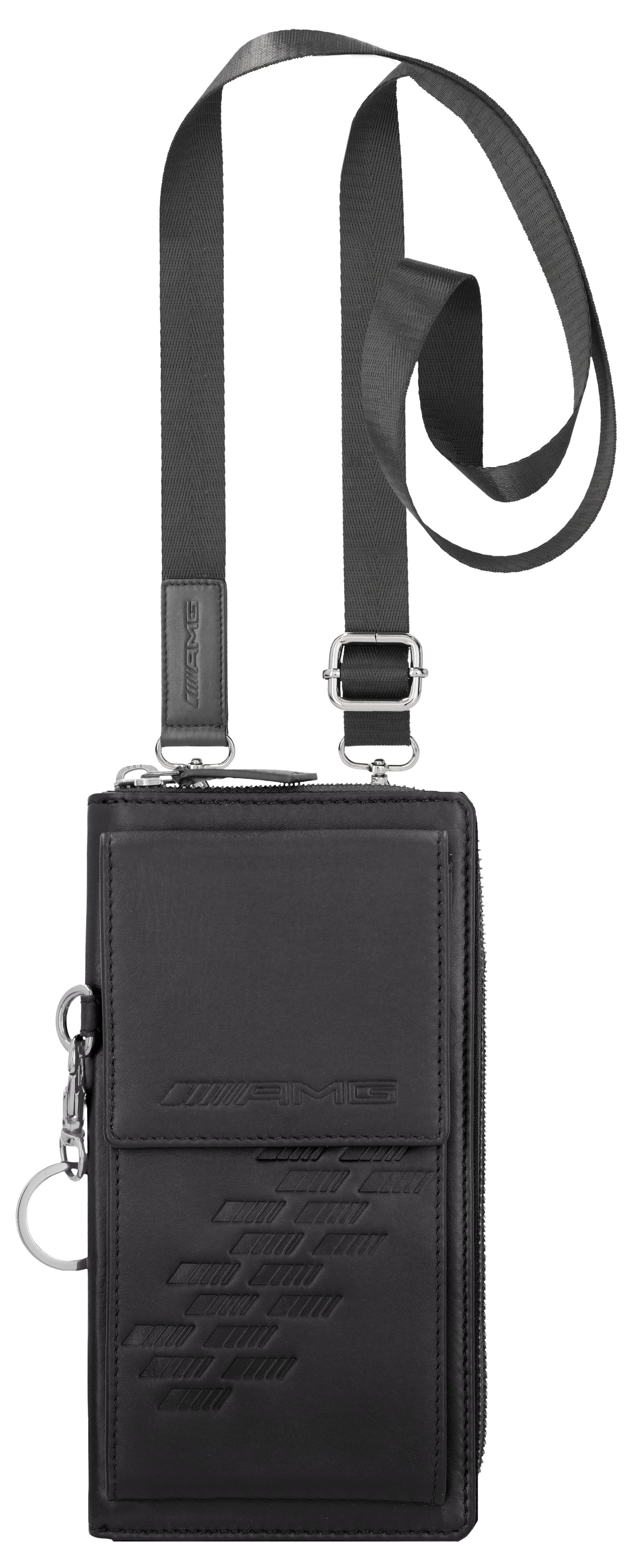 Étui pour smartphone AMG - noir, Cuir de veau / Polyester