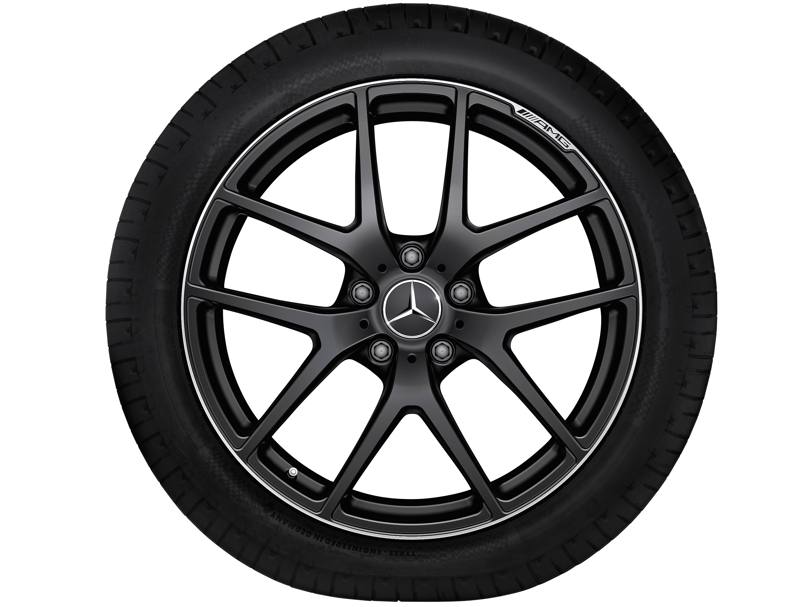 Jante forgée AMG Design à 5 doubles branches, 53,3 cm (21 pouces), Rebord de jante, brillant - 10 J x 21 ET 45, noir mat, Rebord de jante, brillant