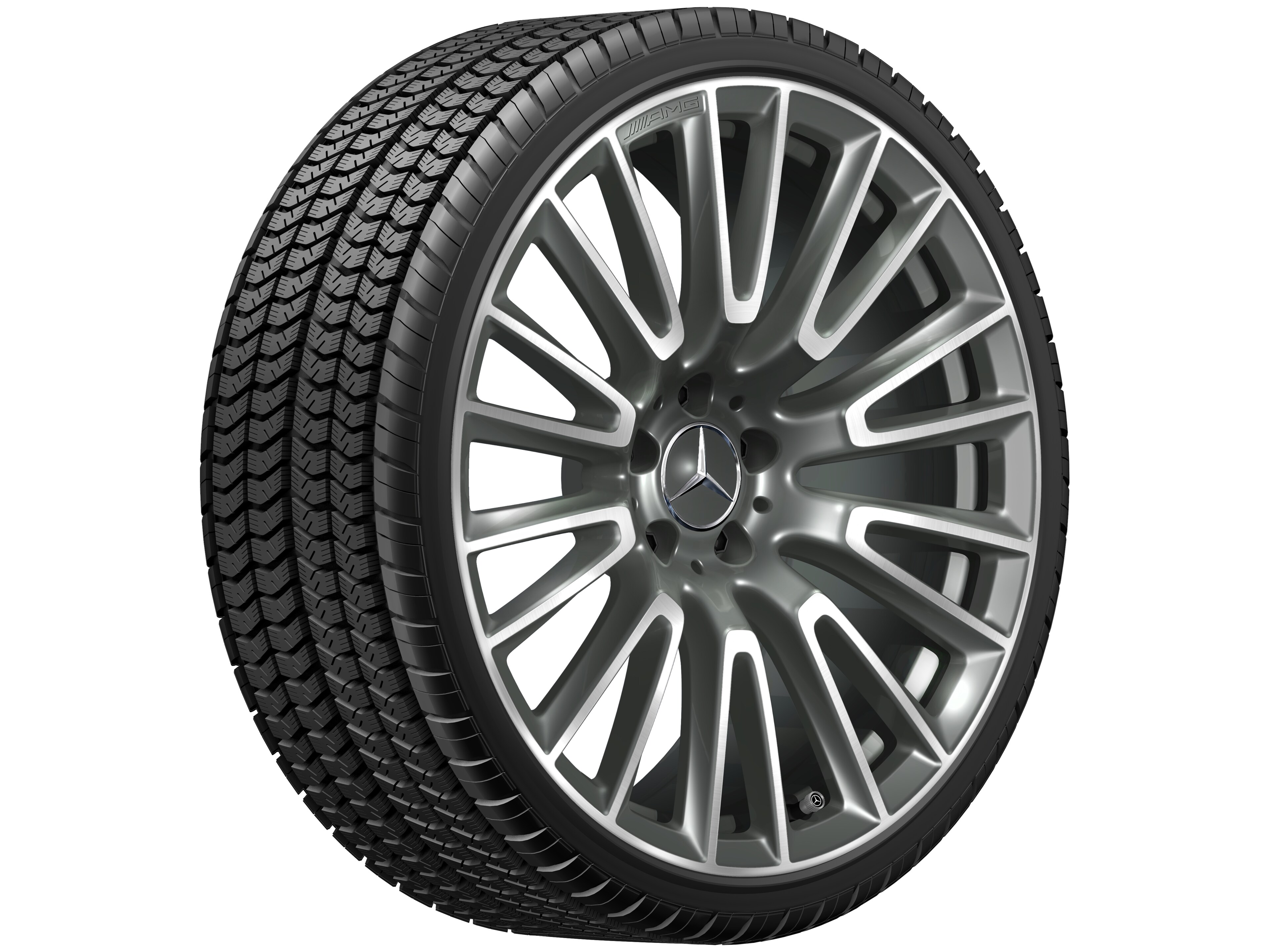 Jante alliage AMG, Design à 10 doubles branches, 50,8 cm (20 pouces) - 10,5 J x 20 ET 43, gris Himalaya, finition brillante