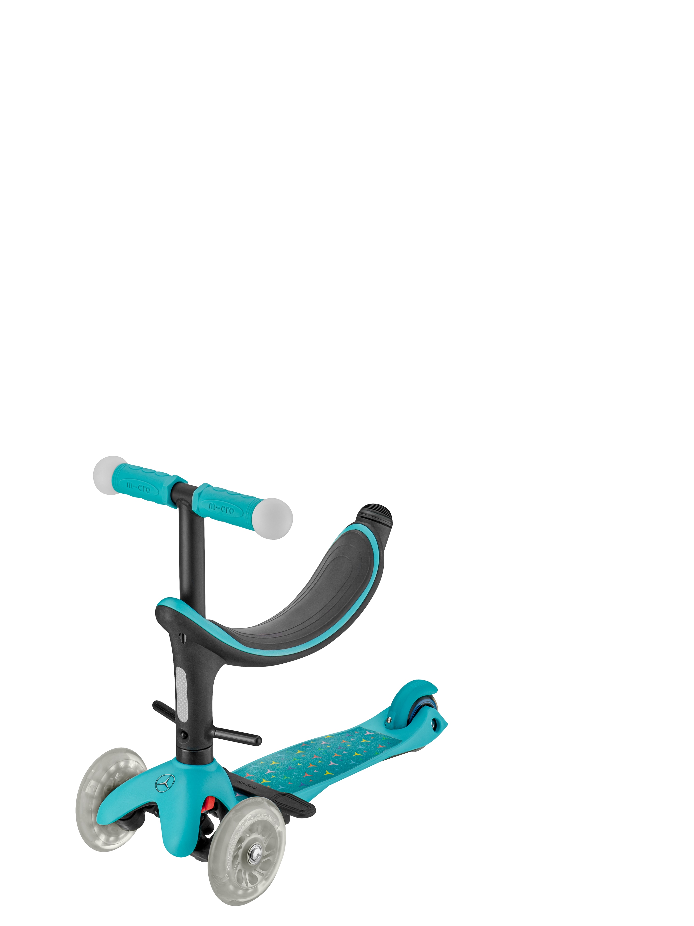 Trottinette enfant, 4 en 1 - menthe / noir, Aluminium / Matière plastique, Micro Mobility