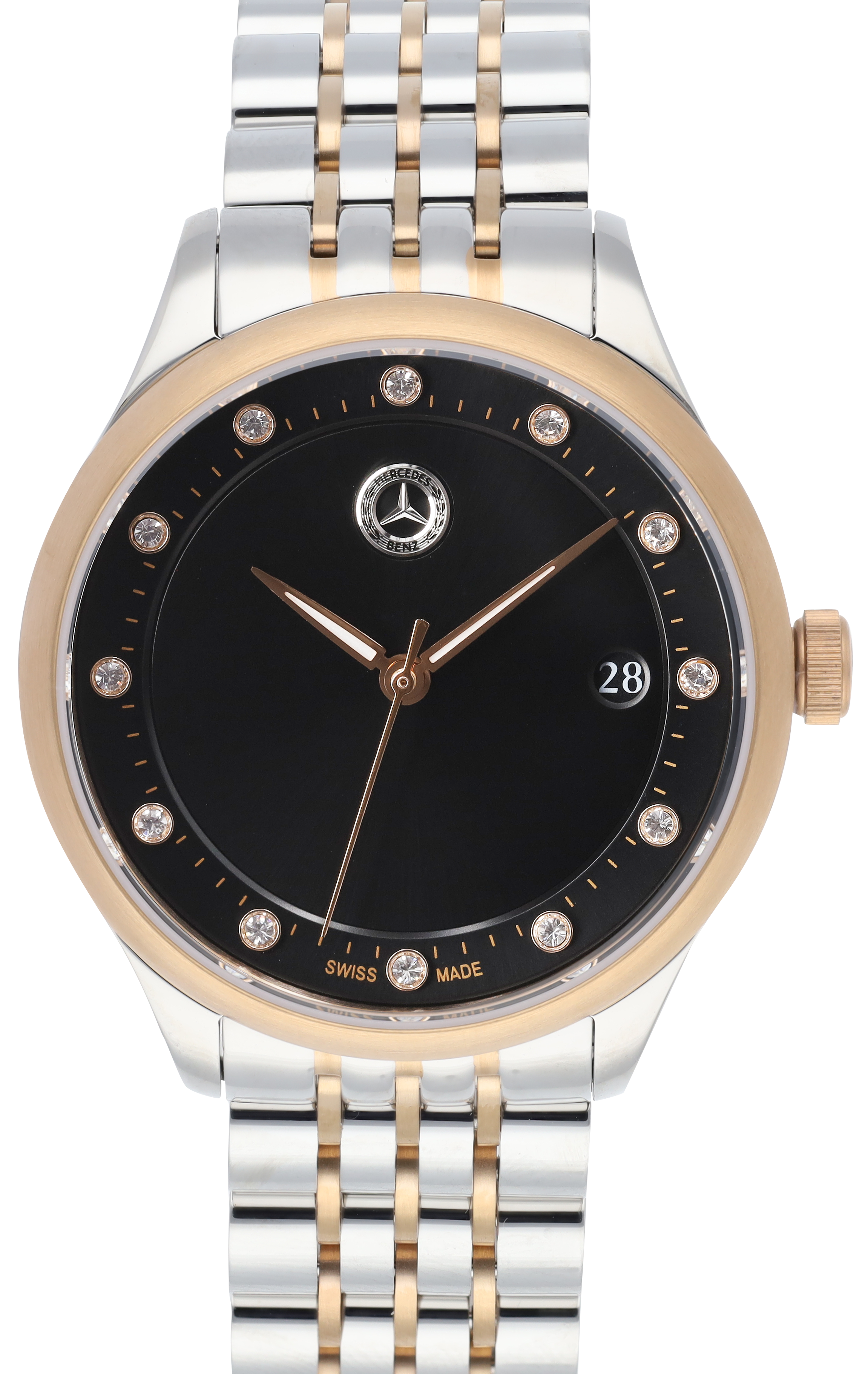 Montre femme, Classic, Elegance - noir / argenté / vermeil, Acier inoxydable