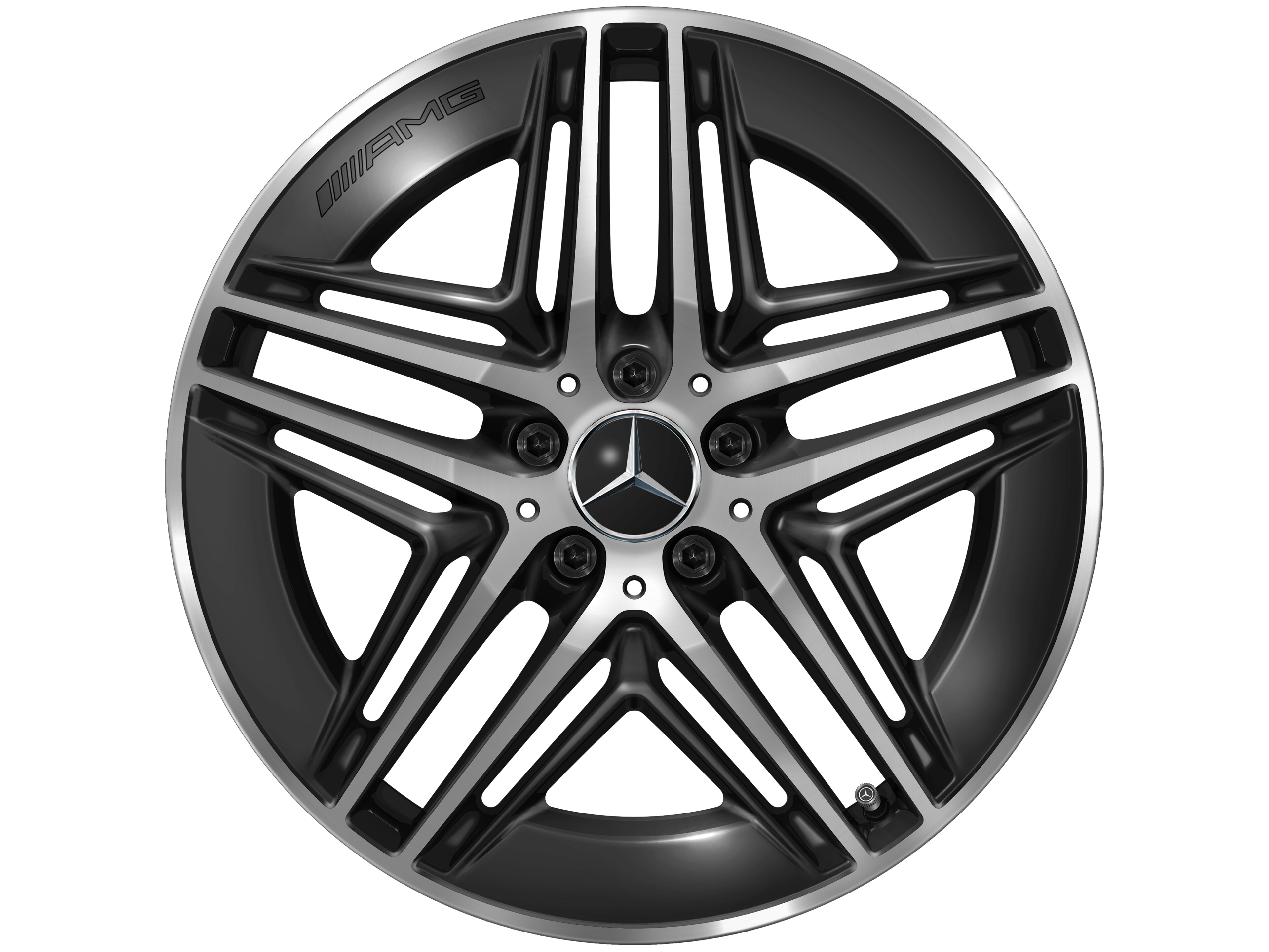 Jante alliage AMG, Design à 5 doubles branches, 48,3 cm (19 pouces) - 8 J x 19 ET 52, noir, finition brillante