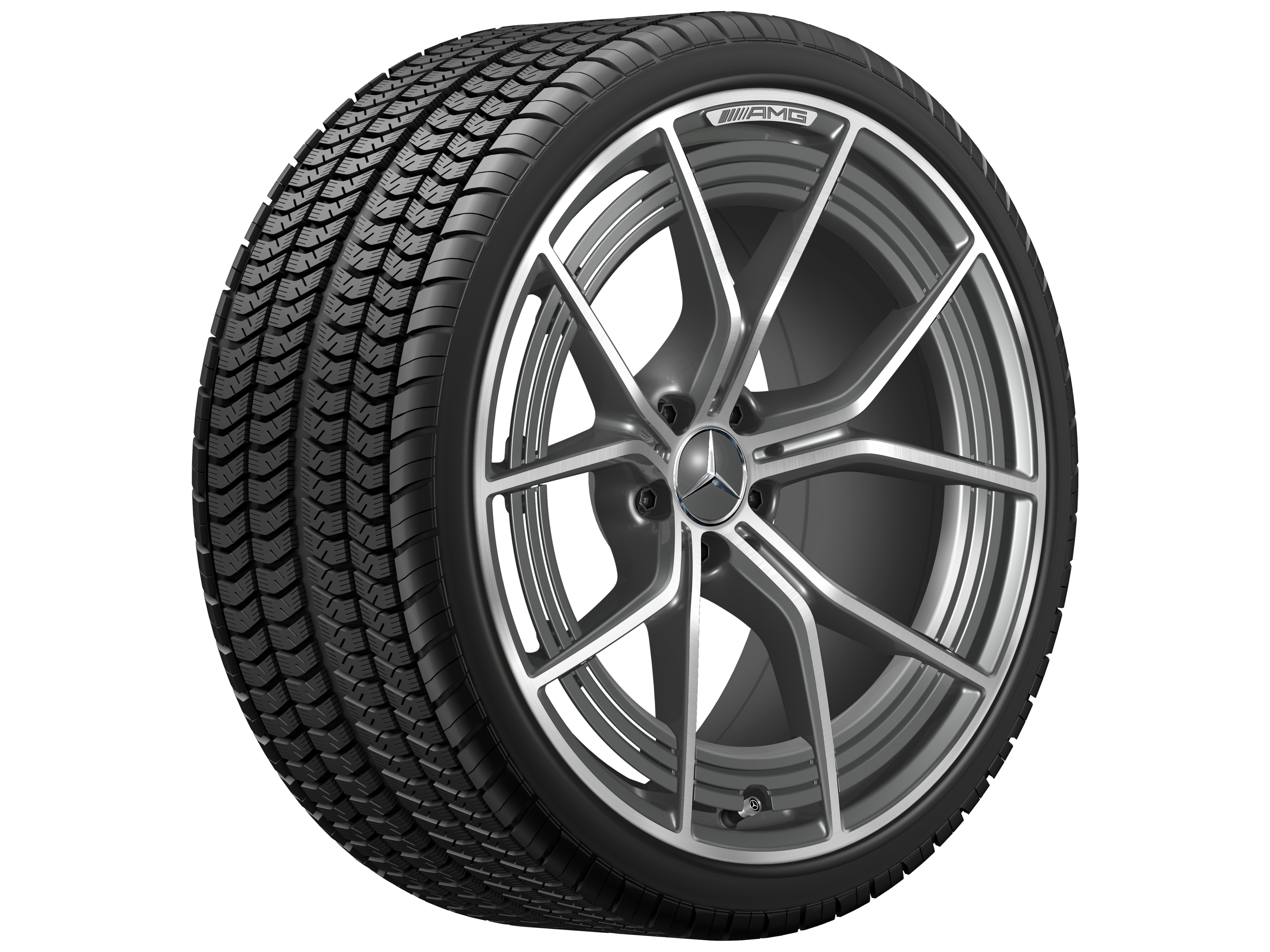 Jante forgée AMG Design à 5 doubles branches, 53,3 cm (21 pouces) - 11 J x 21 ET 60, gris tantale, finition brillante