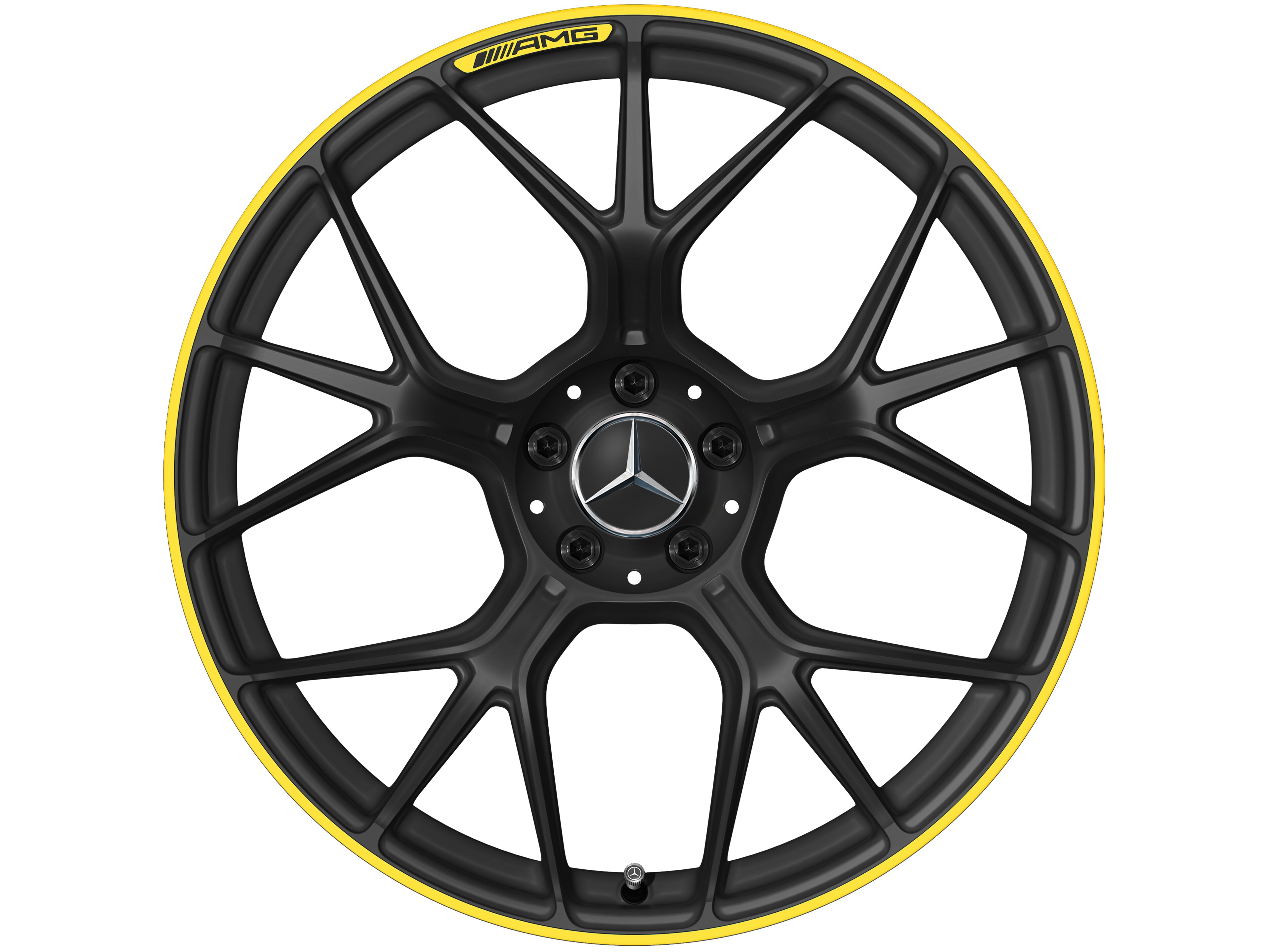 Jante forgée AMG Jante en Y, 50,8 cm (20 pouces) - 11 J x 20 ET 24,1, noir mat / jaune vif, finition brillante