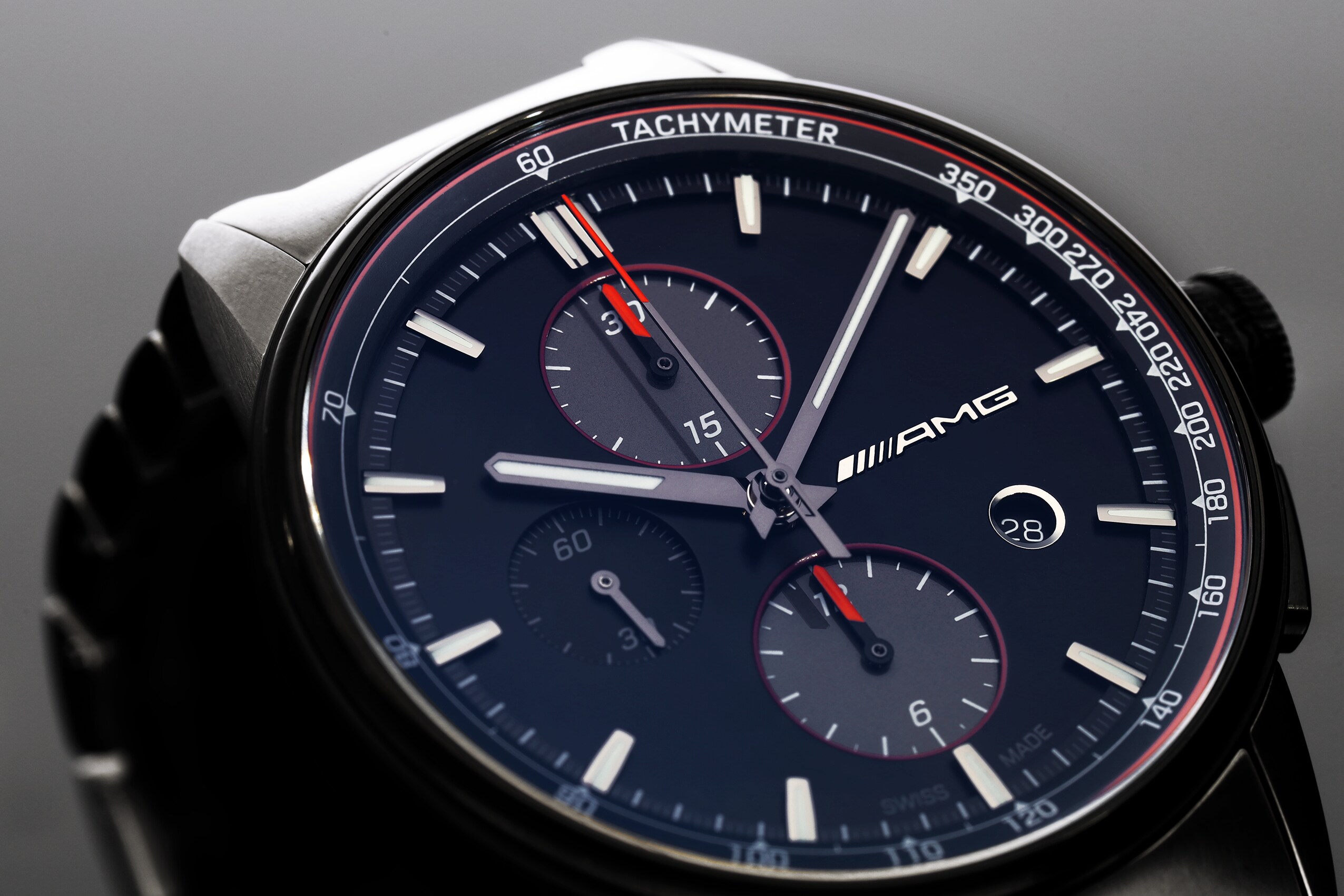 Chronographe automatique AMG, Homme, Business - noir / Anthracite / rouge, Acier inoxydable / Titane