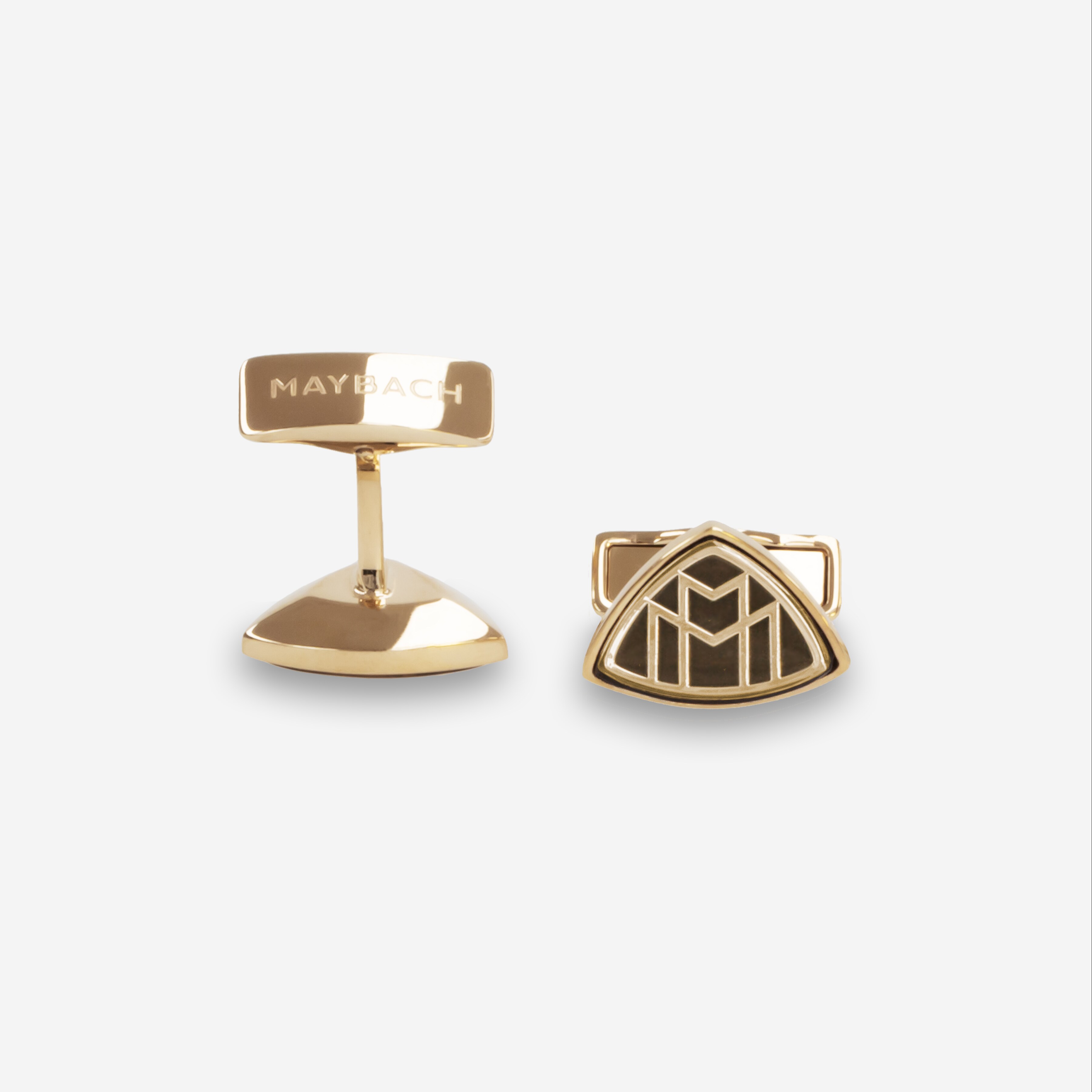 Boutons de manchette, Homme, Mercedes-Maybach - doré / noir, Laiton / Bois, brillant