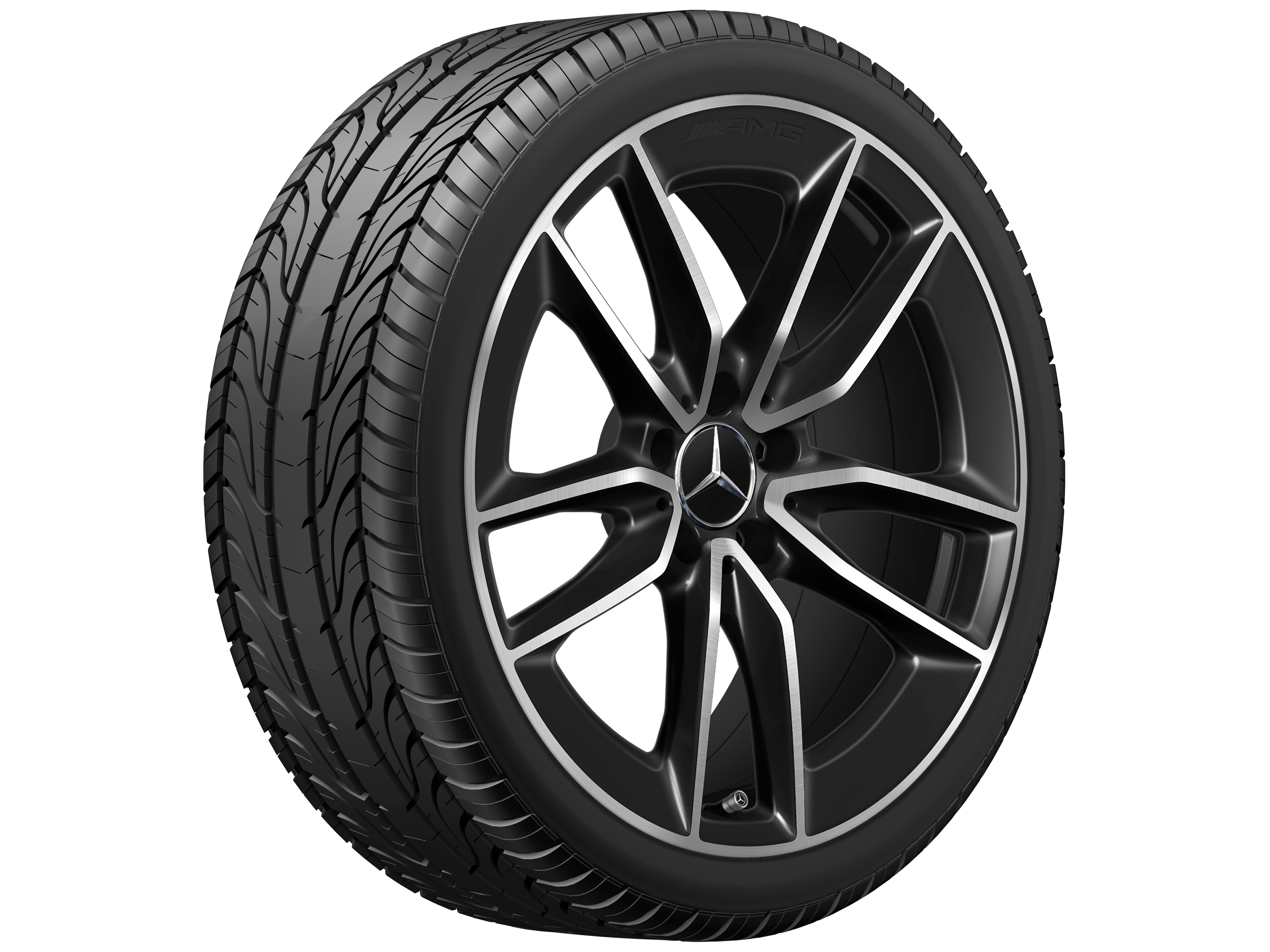 Jante AMG à 5 doubles branches, 48,3 cm (19 pouces) - 8,5 J x 19 ET 55,2, noir, finition brillante