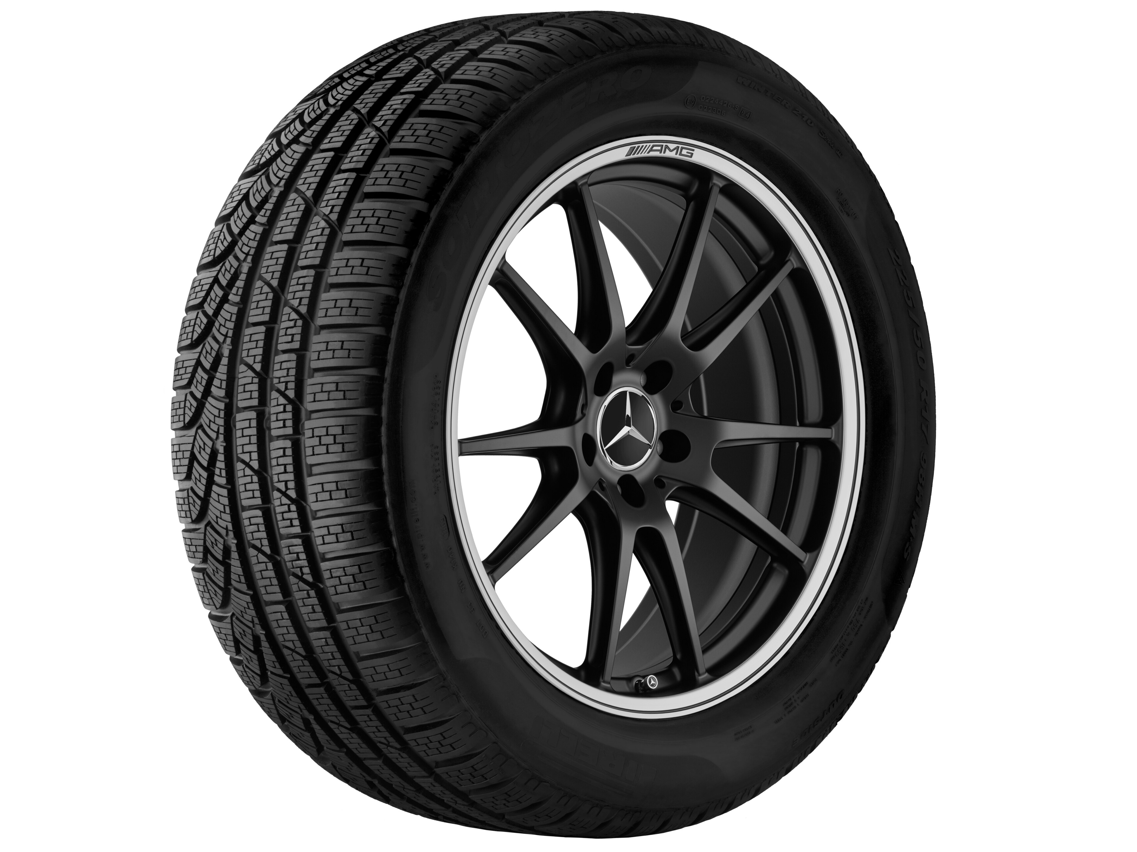 Jante forgée AMG Design à 5 doubles branches, 50,8 cm (20 pouces), Rebord de jante, brillant - 10,5 J x 20 ET 57, noir mat, finition brillante