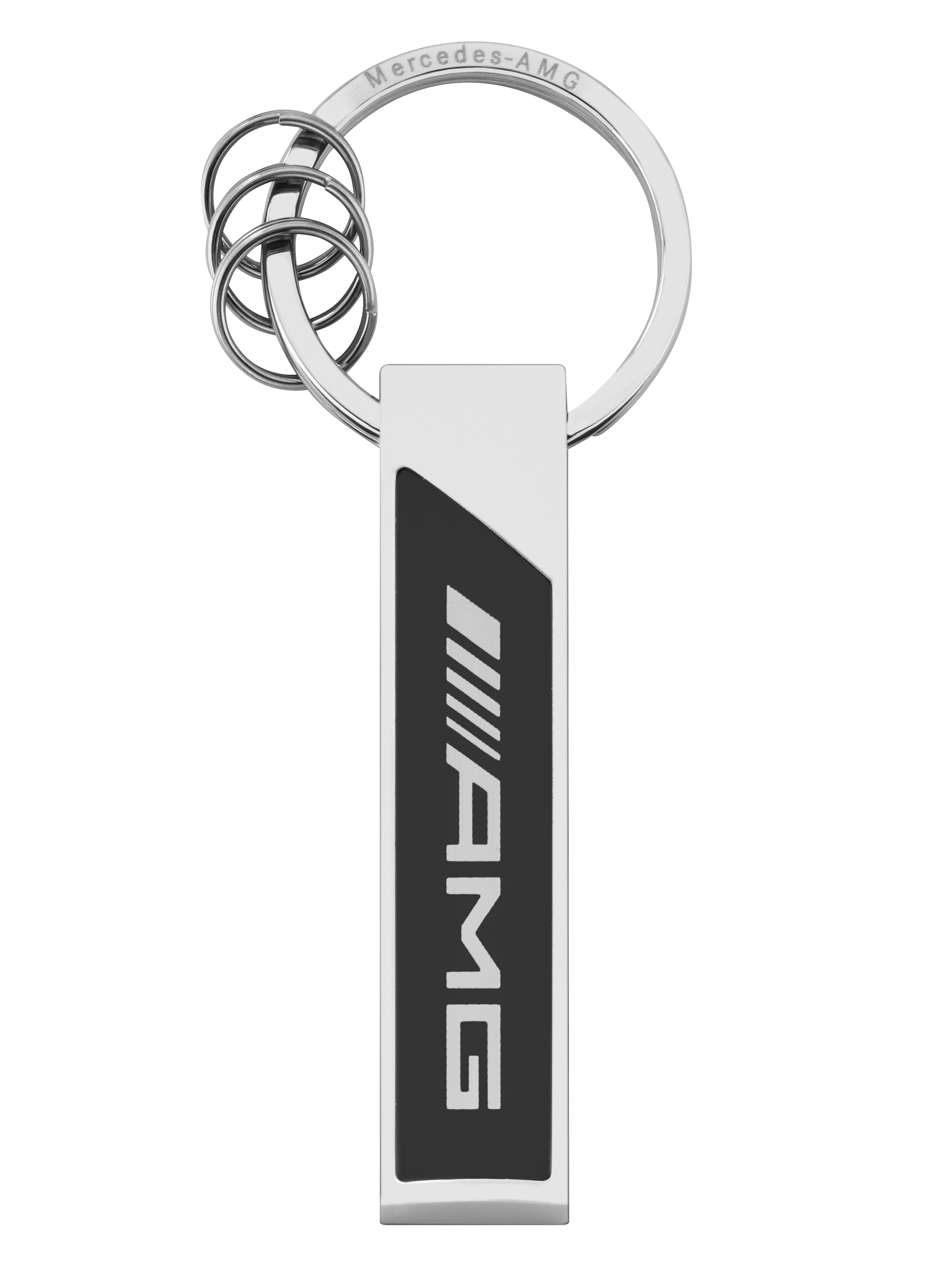 Porte-clés AMG, Logo - argenté / noir / blanc, Acier inoxydable