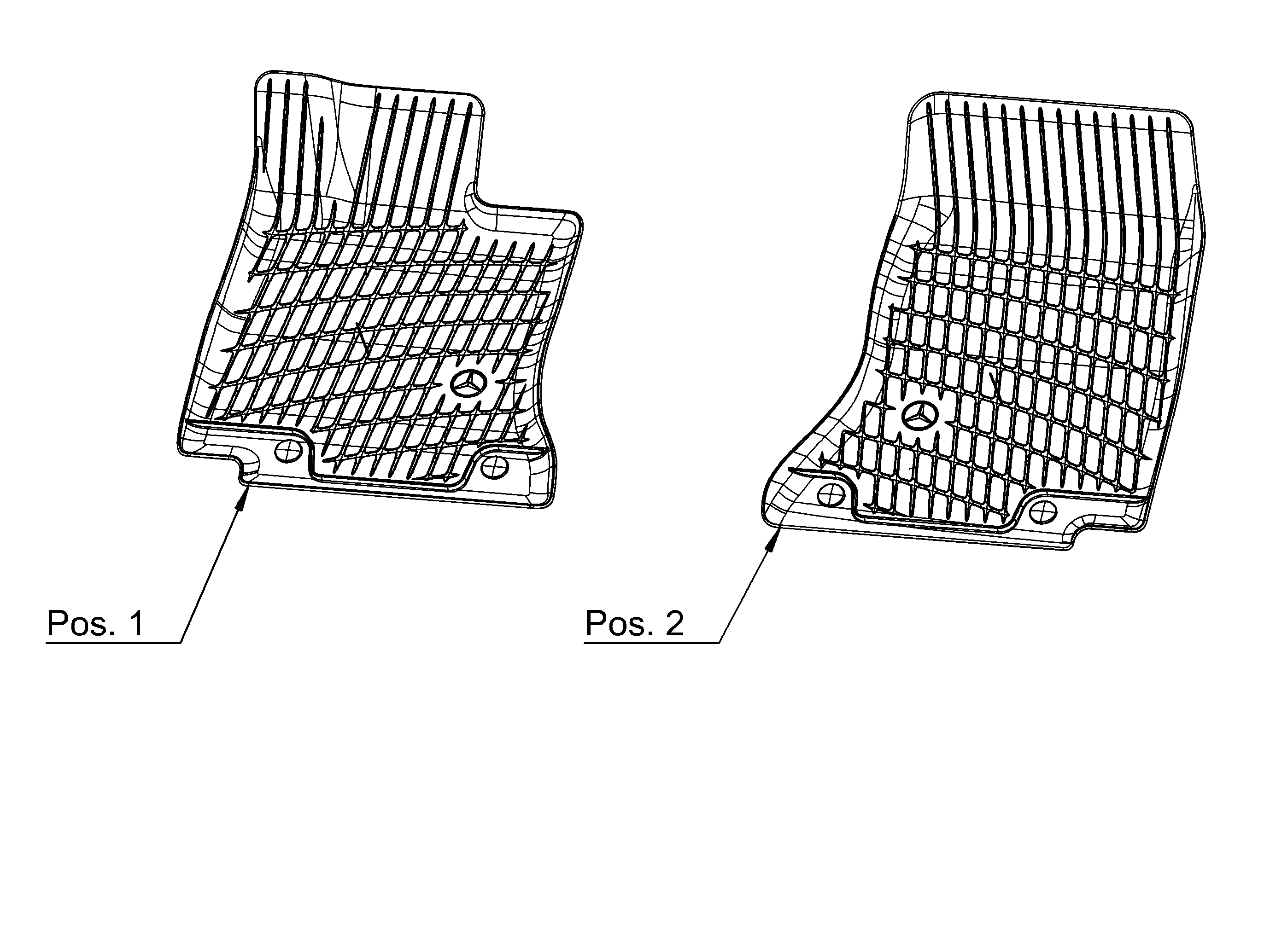 Tapis toutes saisons Dynamic Squares, Tapis de sol conducteur / passager avant, 2 pièces - LL, noir