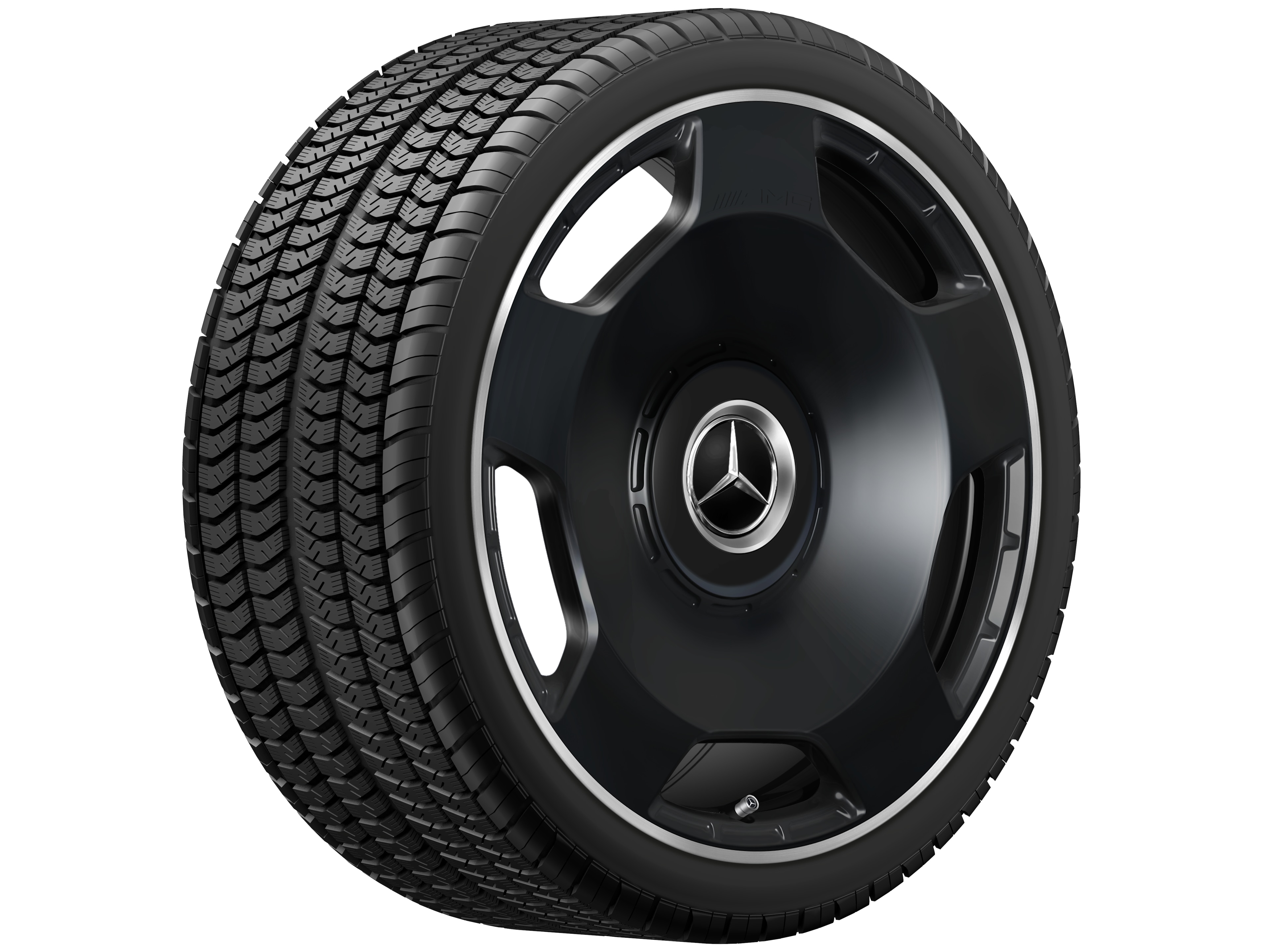 Jante forgée AMG Design 5 trous, 53,3 cm (21 pouces), Rebord de jante, brillant - 10 J x 21 ET 30, noir mat, Rebord de jante, brillant