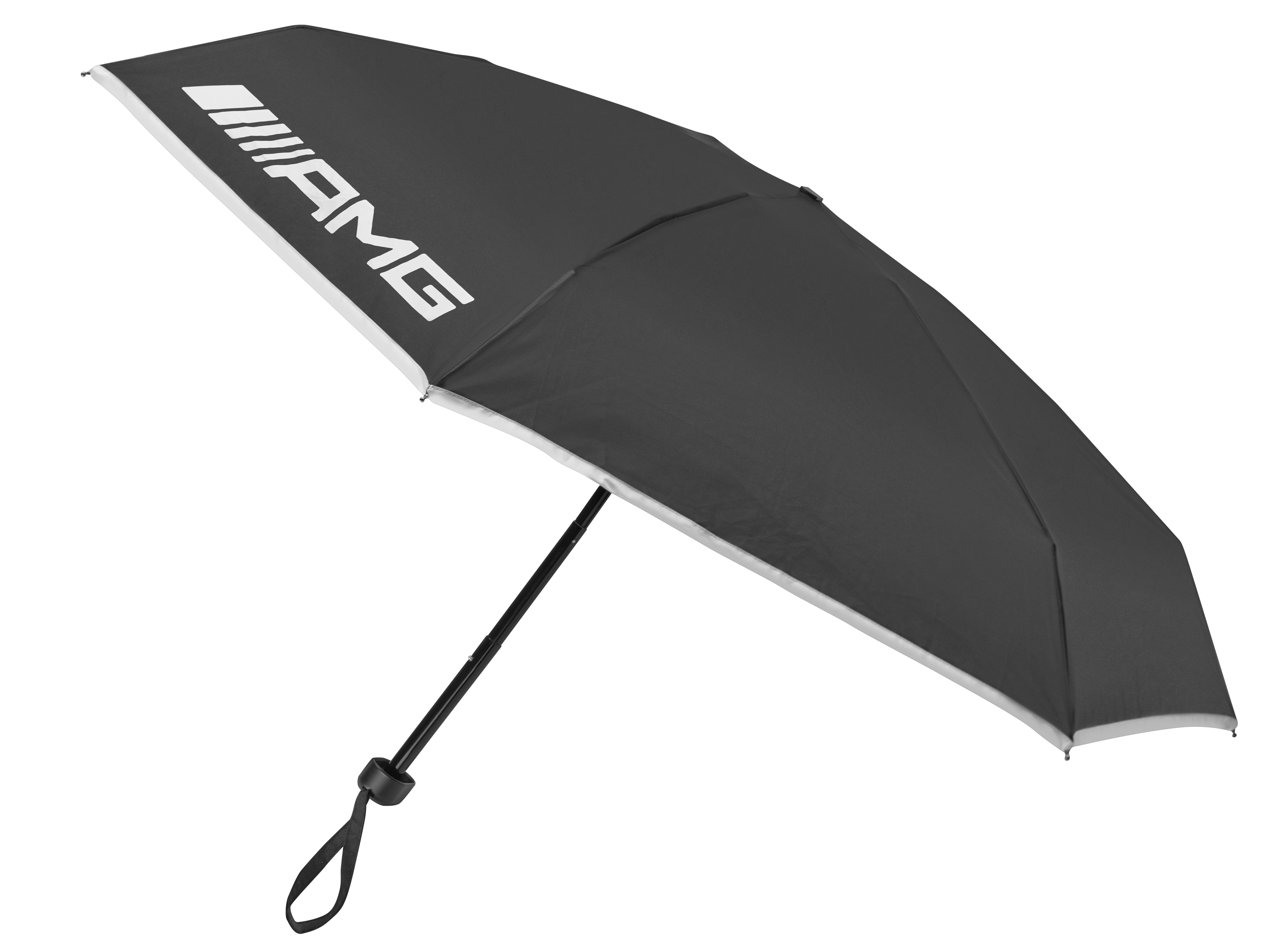 Parapluie de poche AMG - noir / blanc, Aluminium / Acier / Polyester