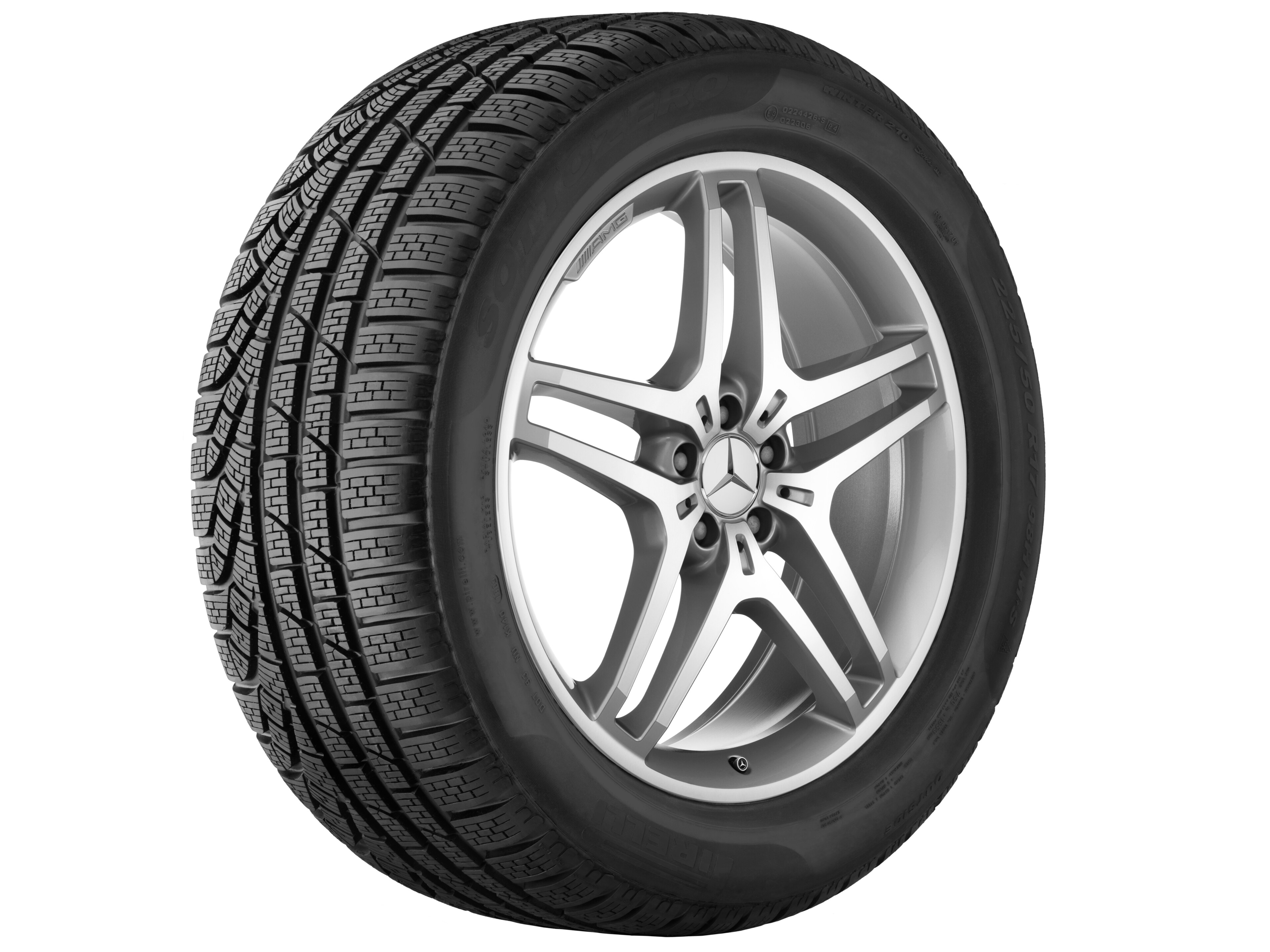 Jante AMG à 5 doubles branches, 53,3 cm (21 pouces) - 9 J x 21 ET 53, argenté, finition brillante