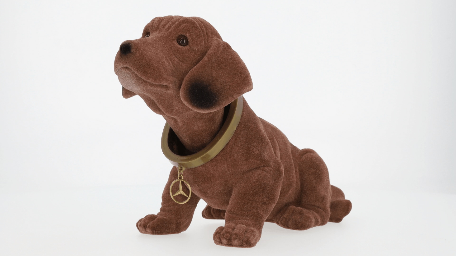 Chien à tête articulée - marron, Matière plastique