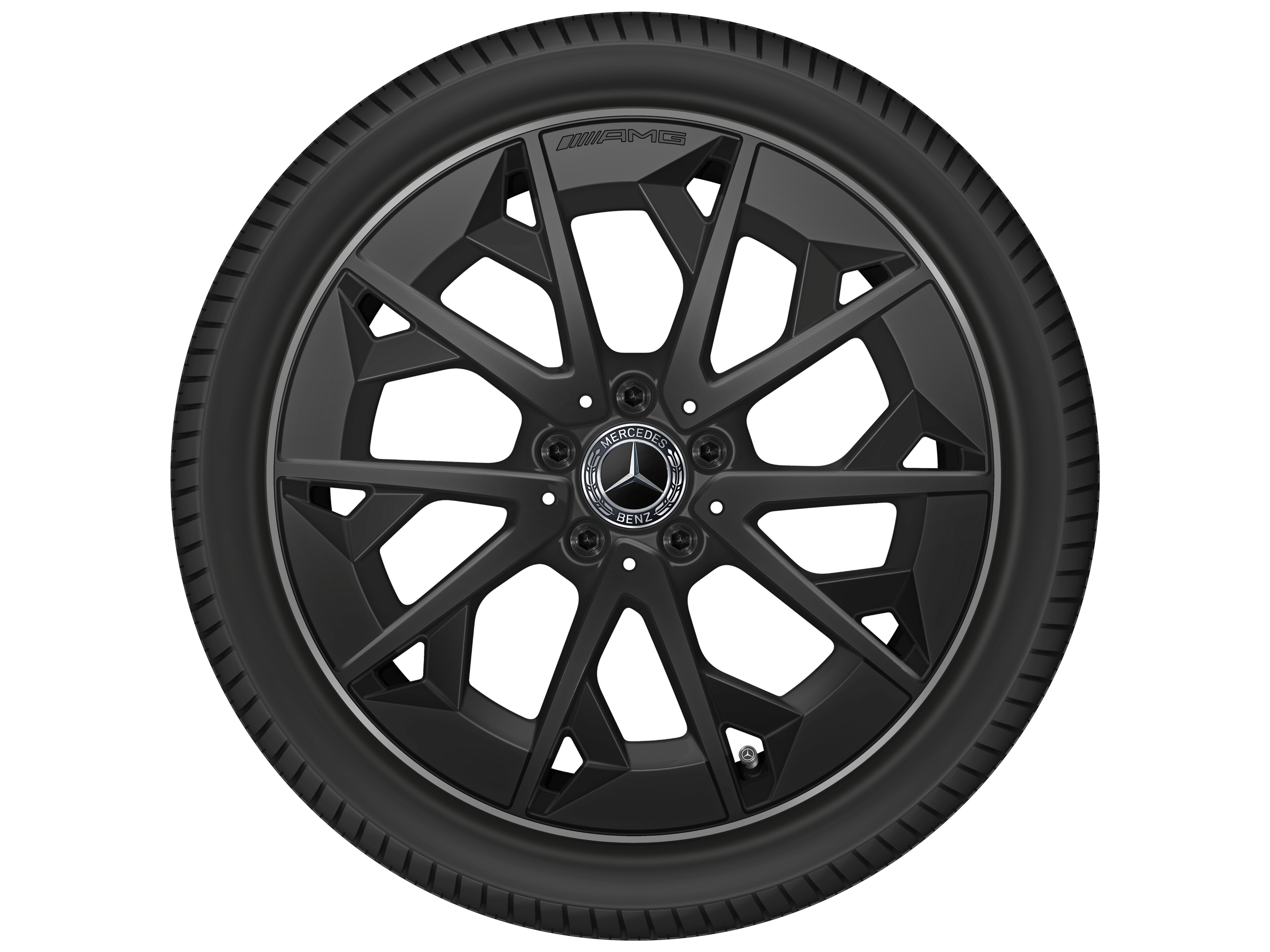 Jante alliage AMG, Jante en Y, 48,3 cm (19 pouces) - 7,5 J x 19 ET 48,4, noir mat / Tech Gold mat