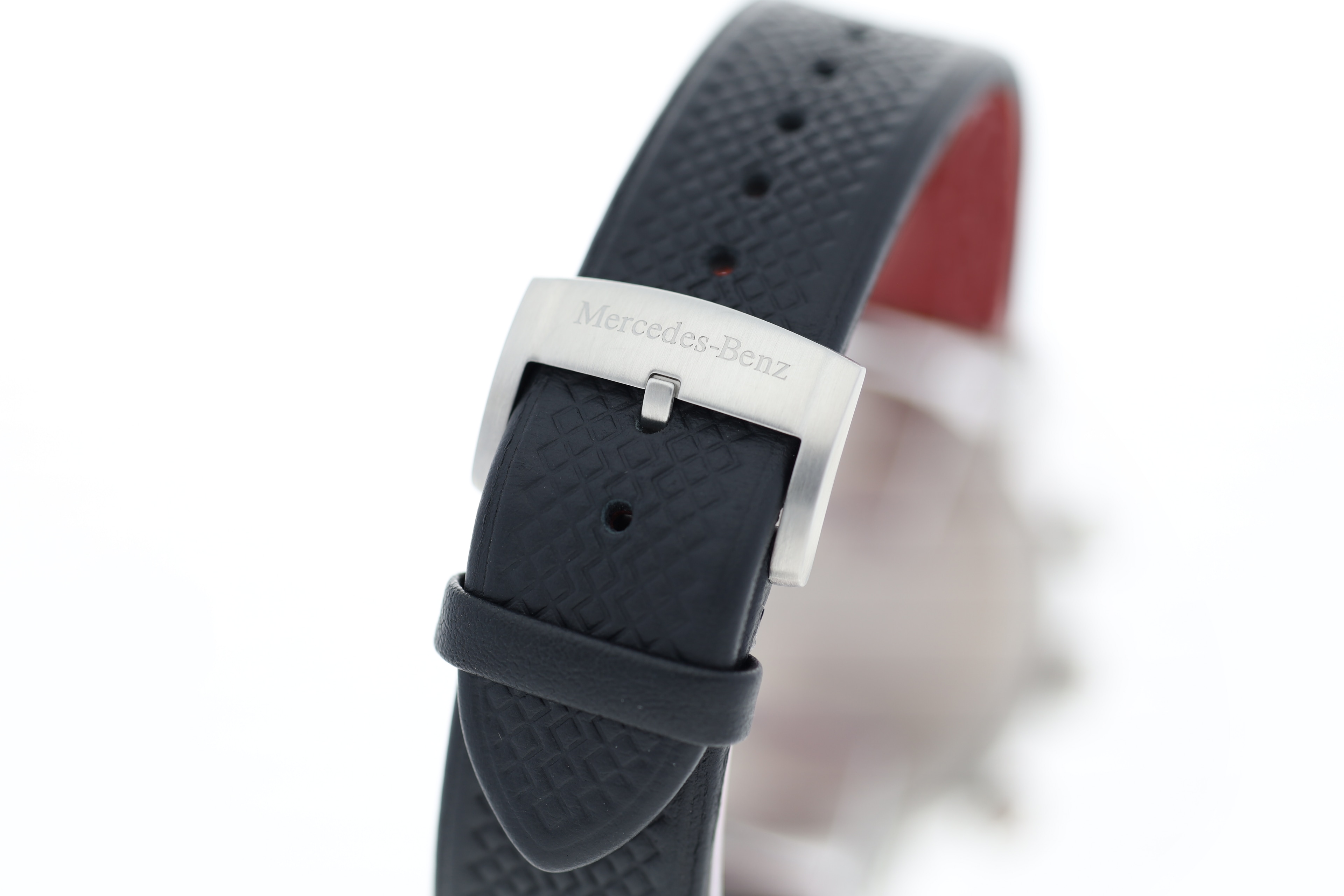 Montre-chrono homme, CLASSIC, Flèche d'argent - argenté / noir / rouge, Acier inoxydable / Cuir de veau