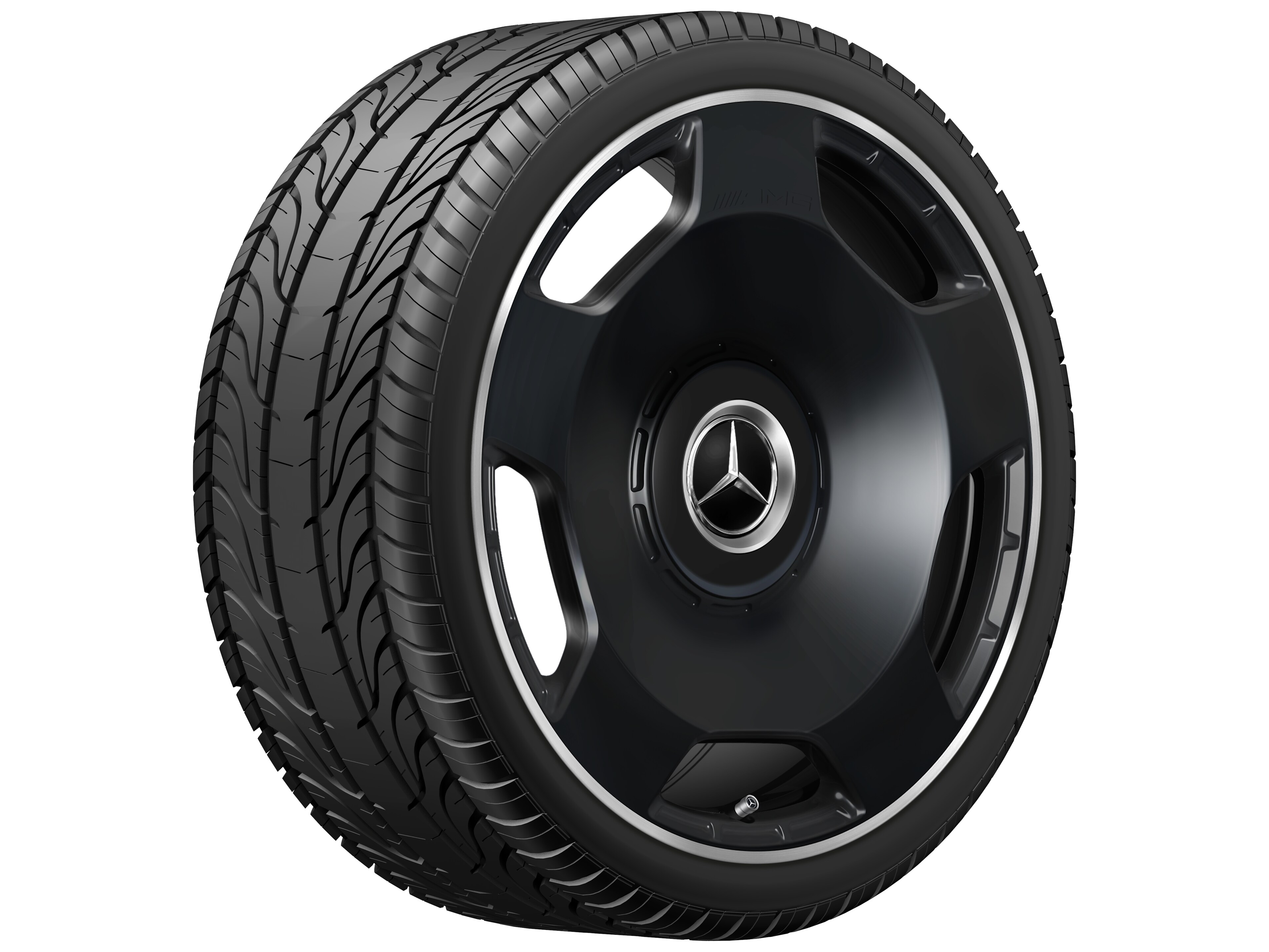 Jante forgée AMG Design 5 trous, 55,9 cm (22 pouces), Rebord de jante, brillant - 10 J x 22 ET 36, noir mat, Rebord de jante, brillant