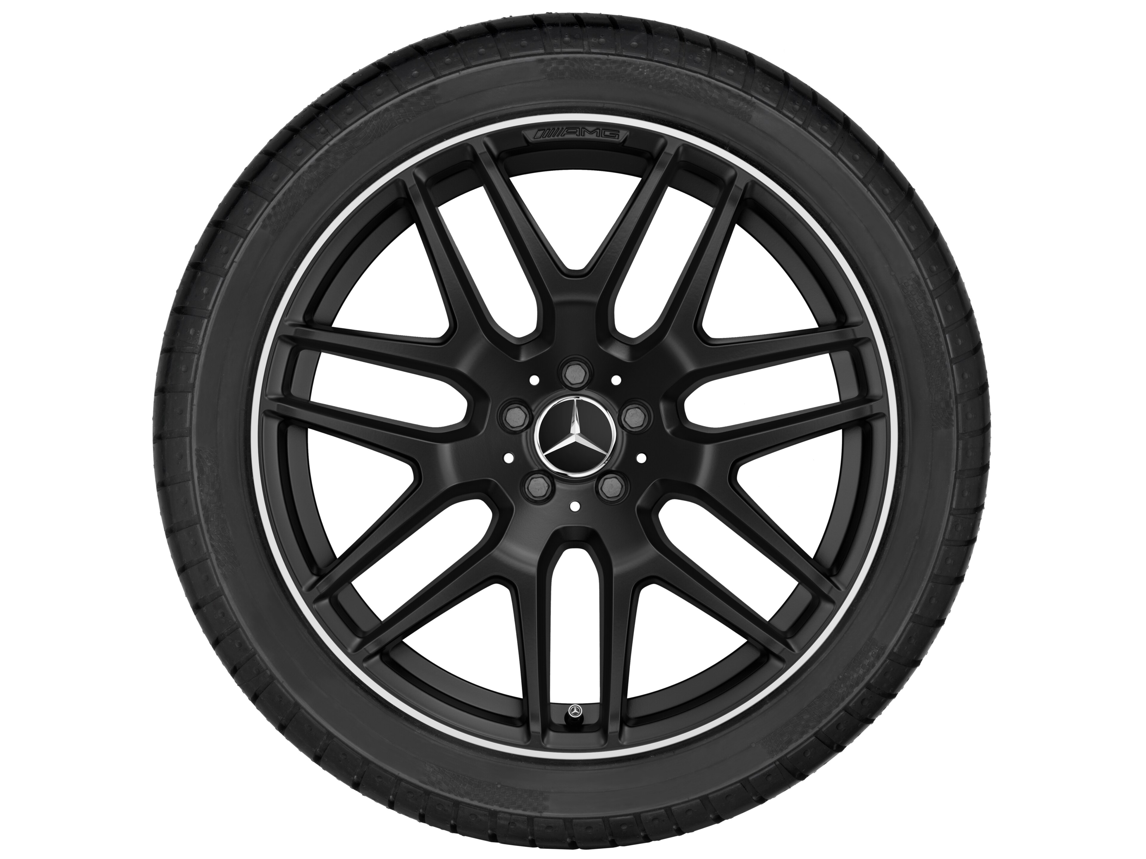 Jante alliage AMG, Jante en Y, 53,3 cm (21 pouces), Rebord de jante, brillant - 10 J x 21 ET 46, noir mat, Rebord de jante, brillant
