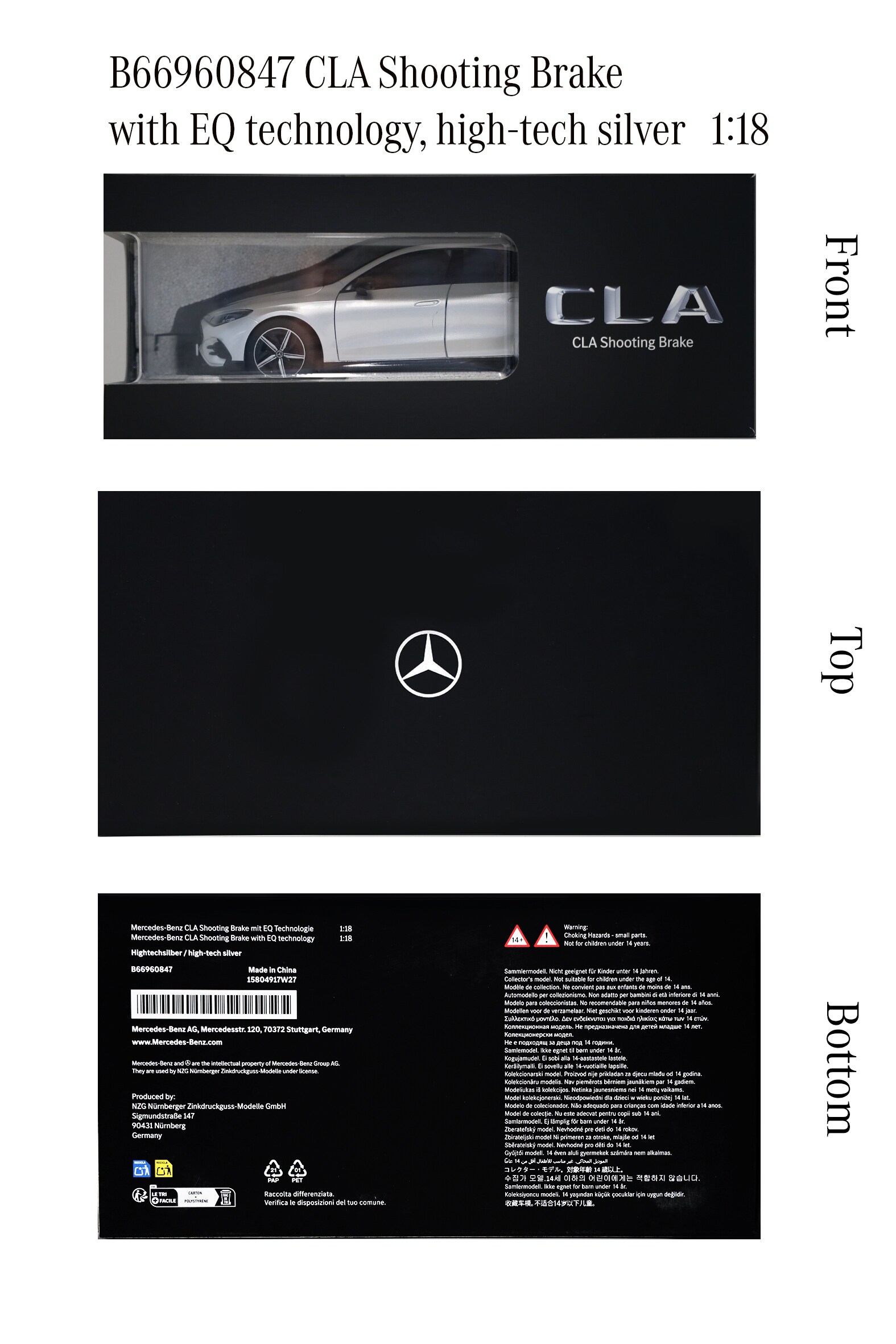 CLA, Shooting Brake, X174 - argent high-tech, NZG, 1:18