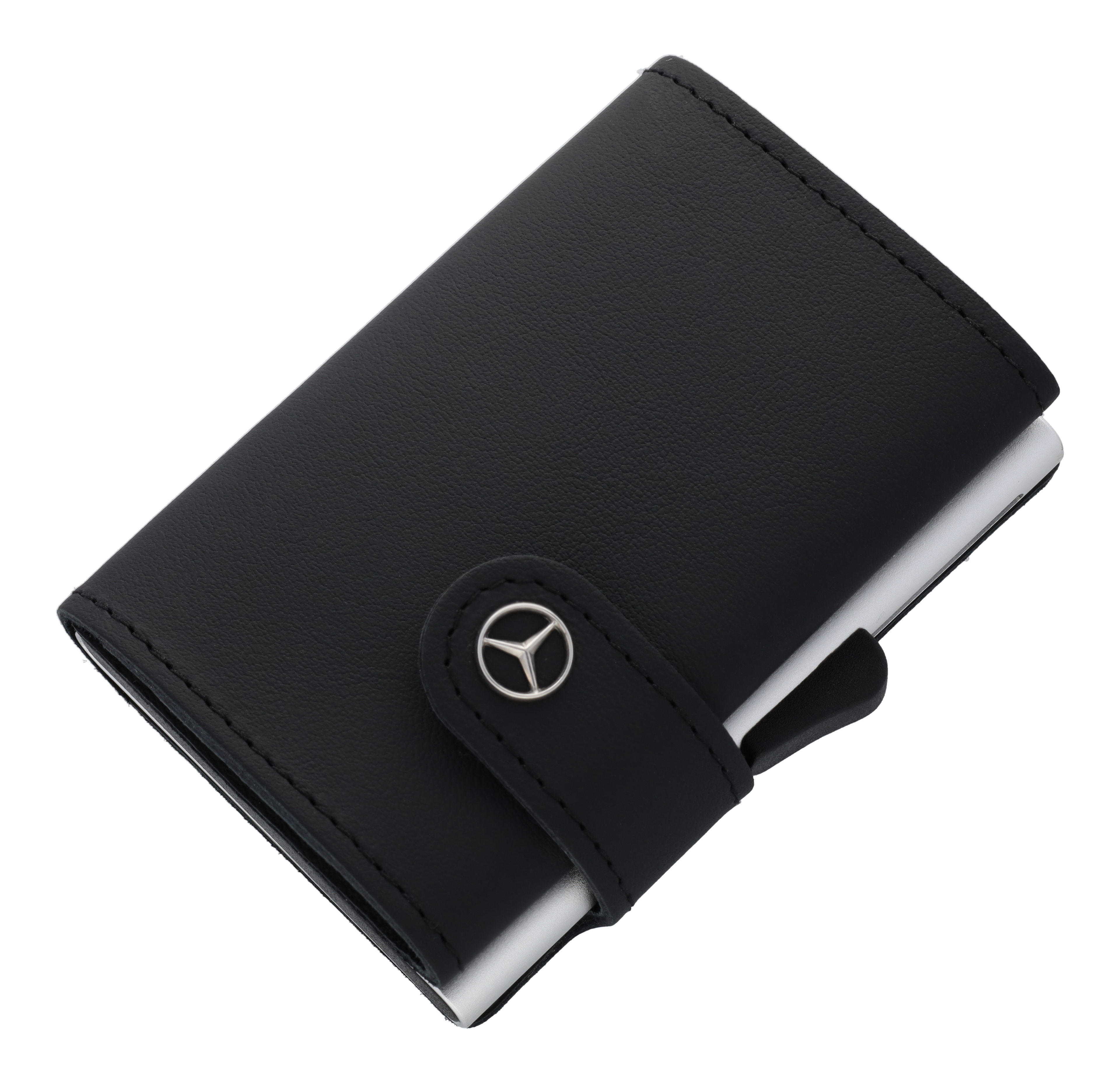 Mini-porte-monnaie, Cuir automobile - noir, Cuir de veau
