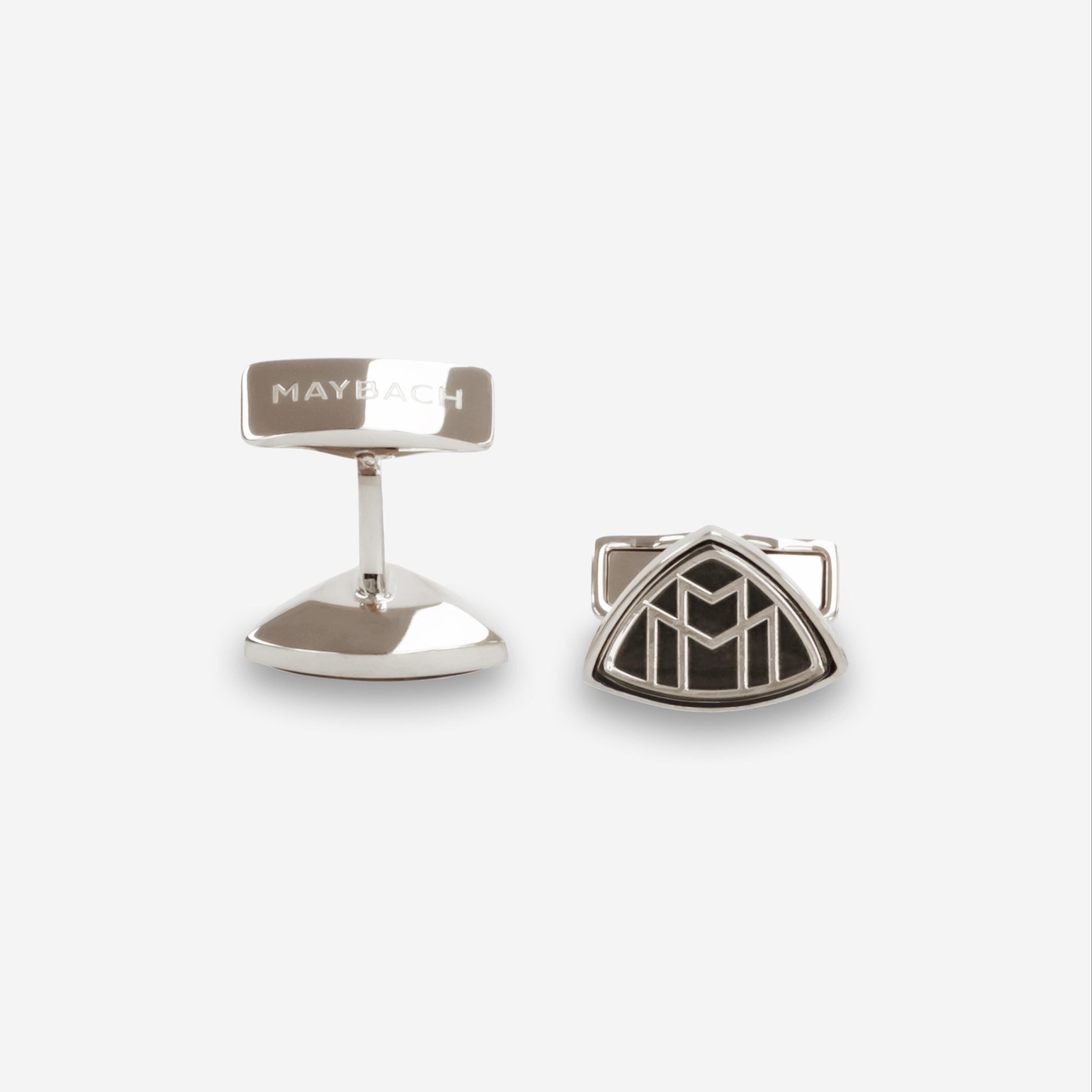 Boutons de manchette, Homme, Mercedes-Maybach - argenté / noir, Laiton / Bois, brillant