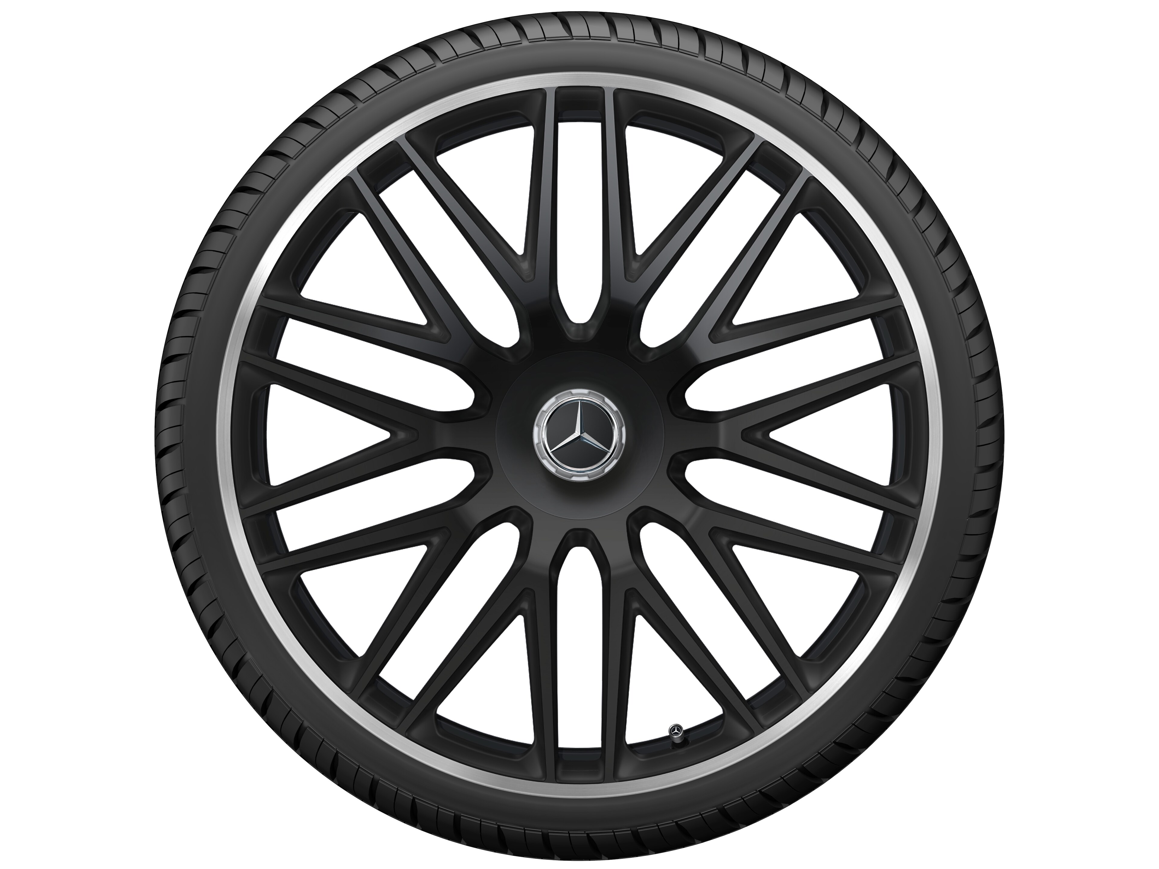 Jante forgée AMG multibranches, 58,4 cm (23 pouces), Rebord de jante, brillant - 11,5 J x 23 ET 47, noir mat, Rebord de jante, brillant