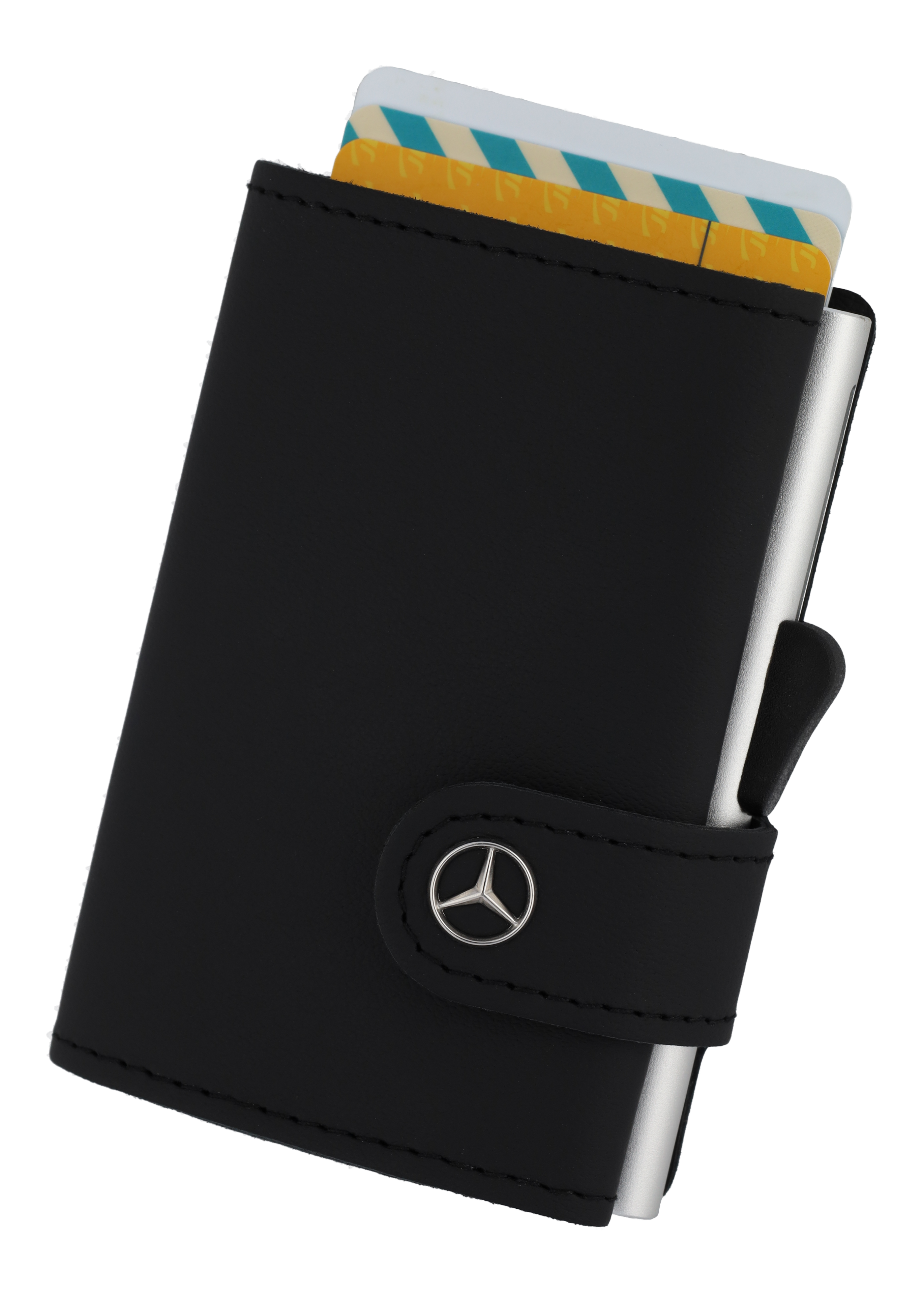 Mini-porte-monnaie, Cuir automobile - noir, Cuir de veau