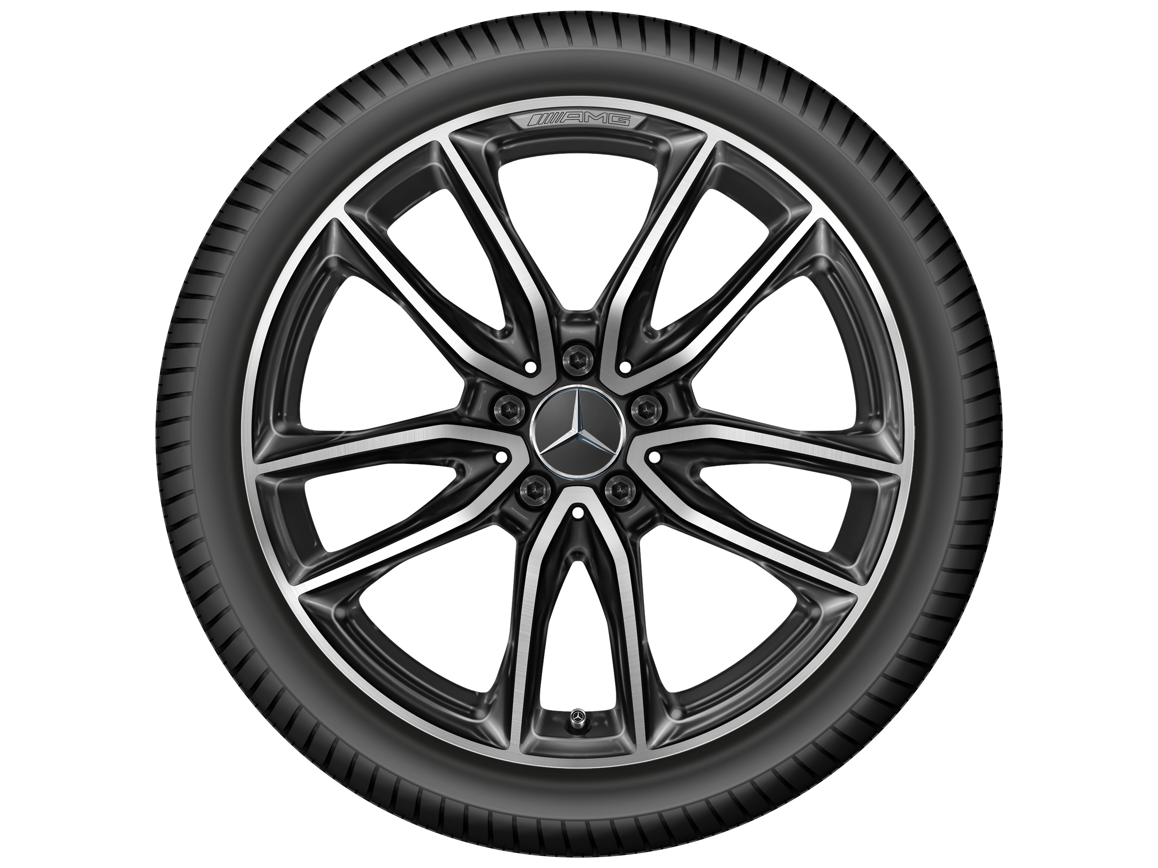 Jante AMG à 5 doubles branches, 48,3 cm (19 pouces) - 7,5 J x 19 ET 49, noir, finition brillante