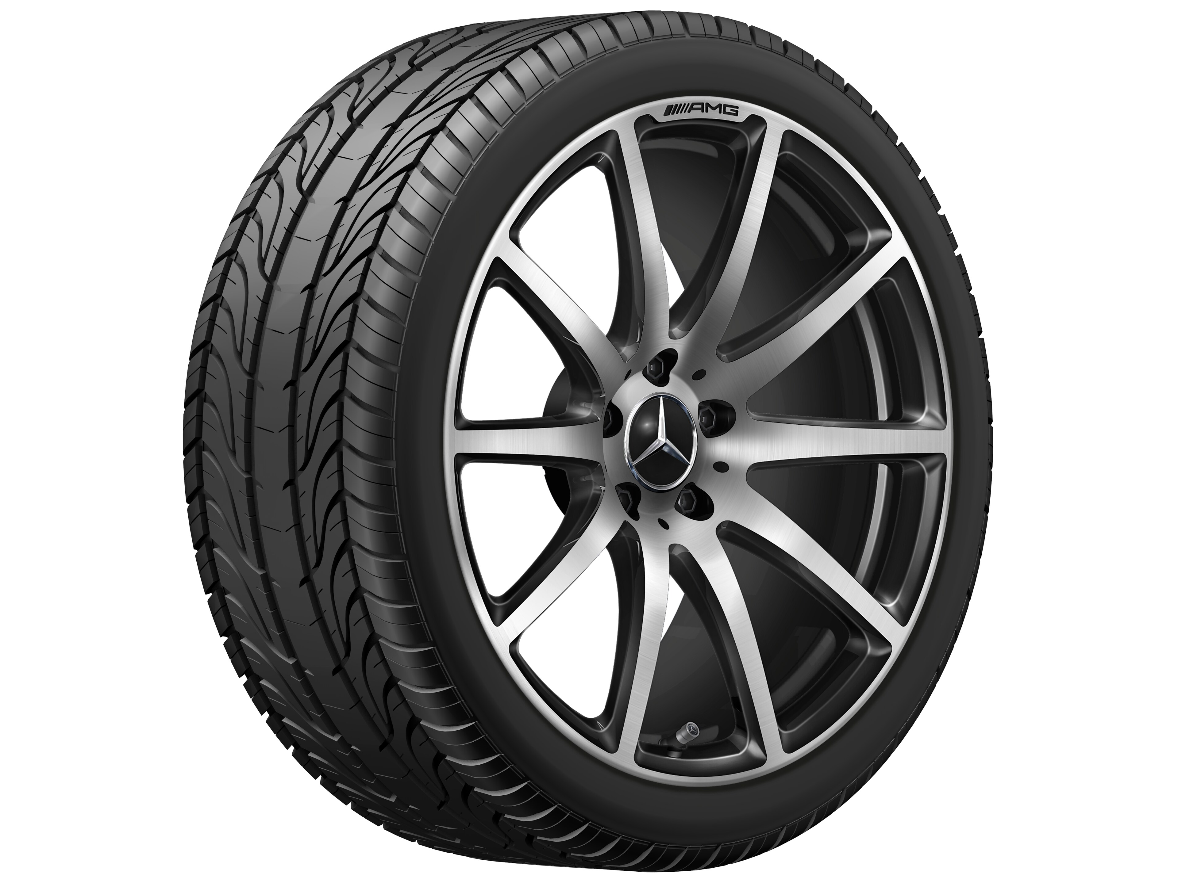 Jante forgée AMG Design à 10 branches, 48,3 cm (19 pouces) - 9 J x 19 ET 27, noir, poli