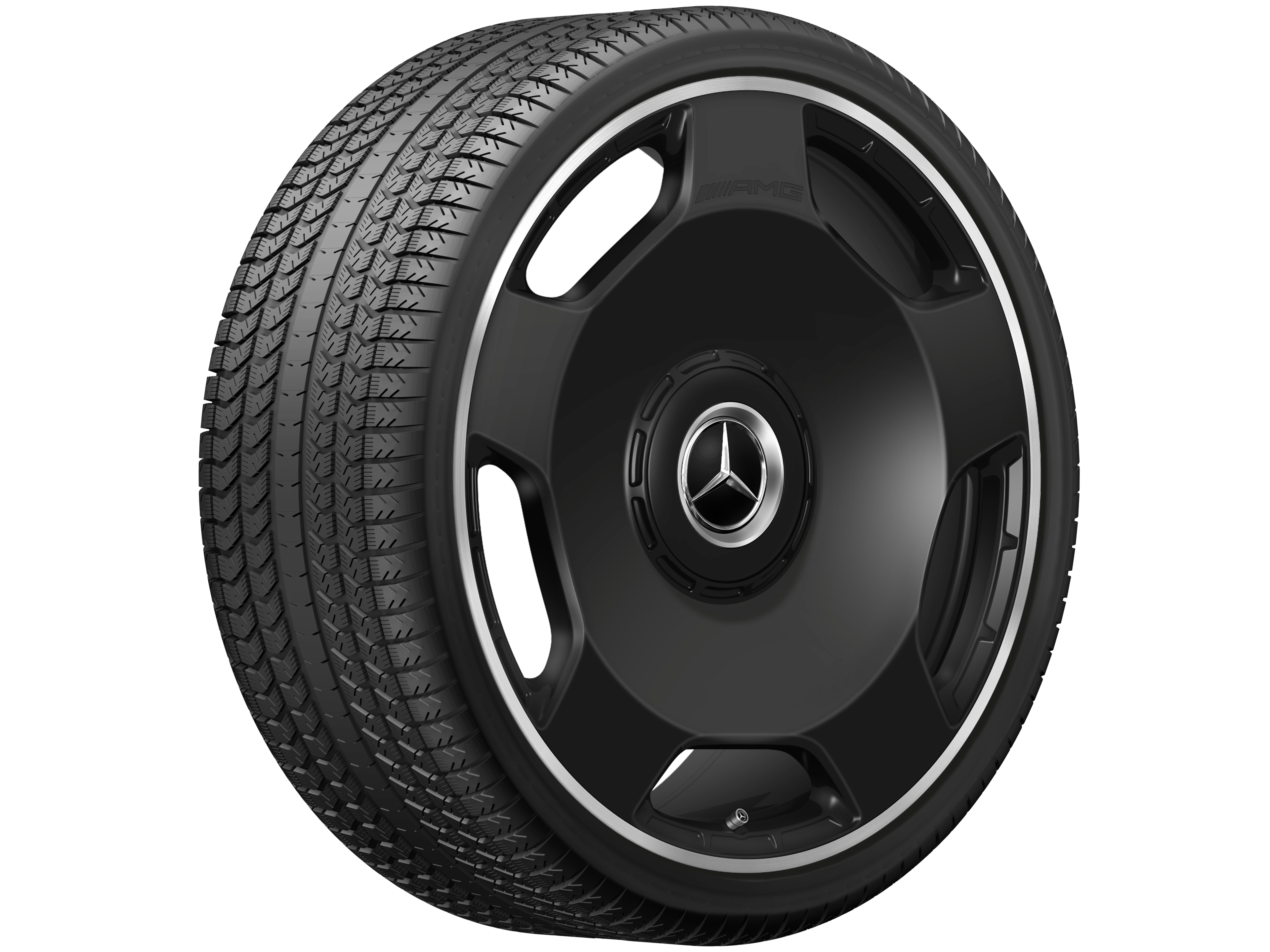 Jante forgée AMG Design 5 trous, 58,4 cm (23 pouces), Rebord de jante, brillant - 10 J x 23 ET 45, noir mat, Rebord de jante, brillant