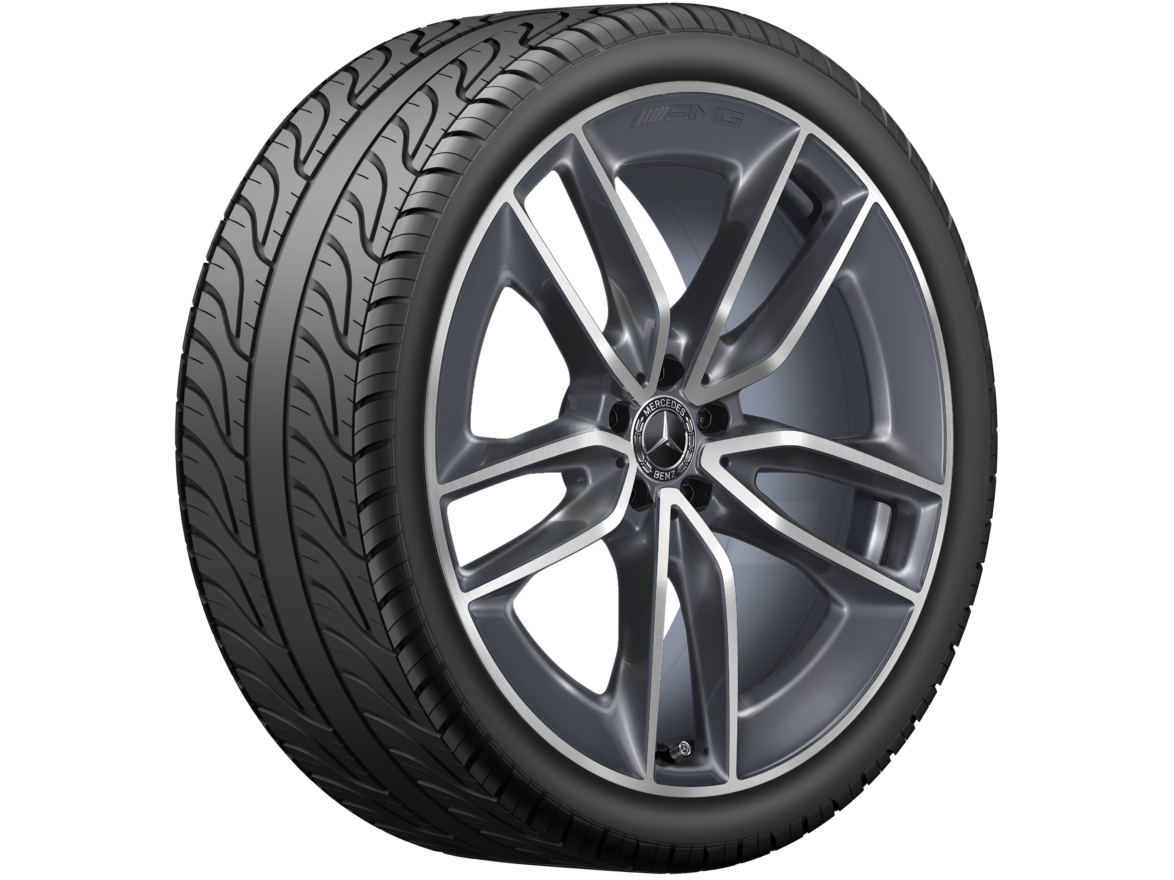 Jante AMG à 5 doubles branches, 55,9 cm (22 pouces) - 11 J x 22 ET 50, gris trémolite métallisé, finition brillante