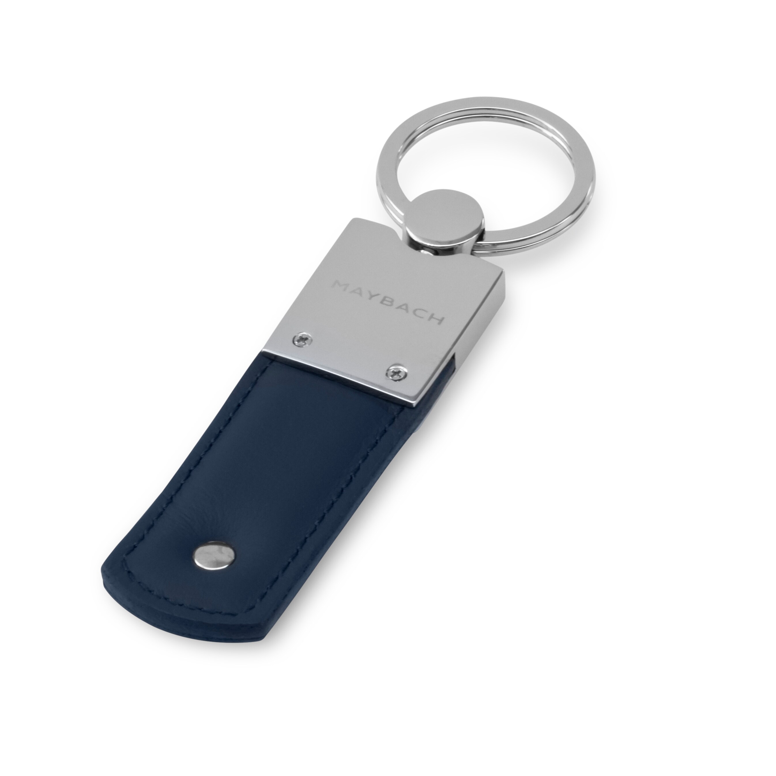 Porte-clés, Mercedes-Maybach, bleu - bleu / argenté, Cuir / Acier inoxydable