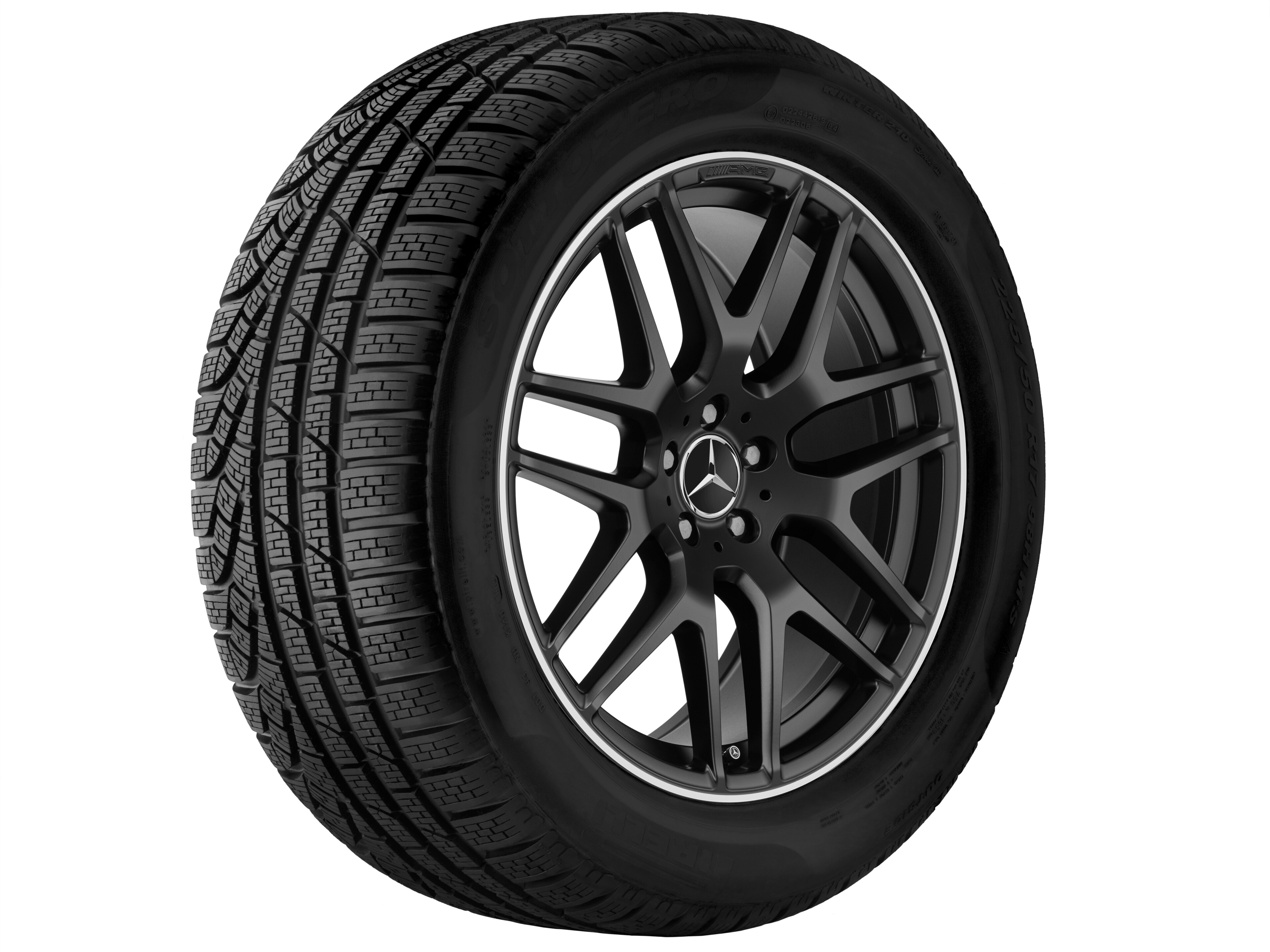 Jante alliage AMG, Jante en Y, 53,3 cm (21 pouces), Rebord de jante, brillant - 10 J x 21 ET 46, noir mat, Rebord de jante, brillant