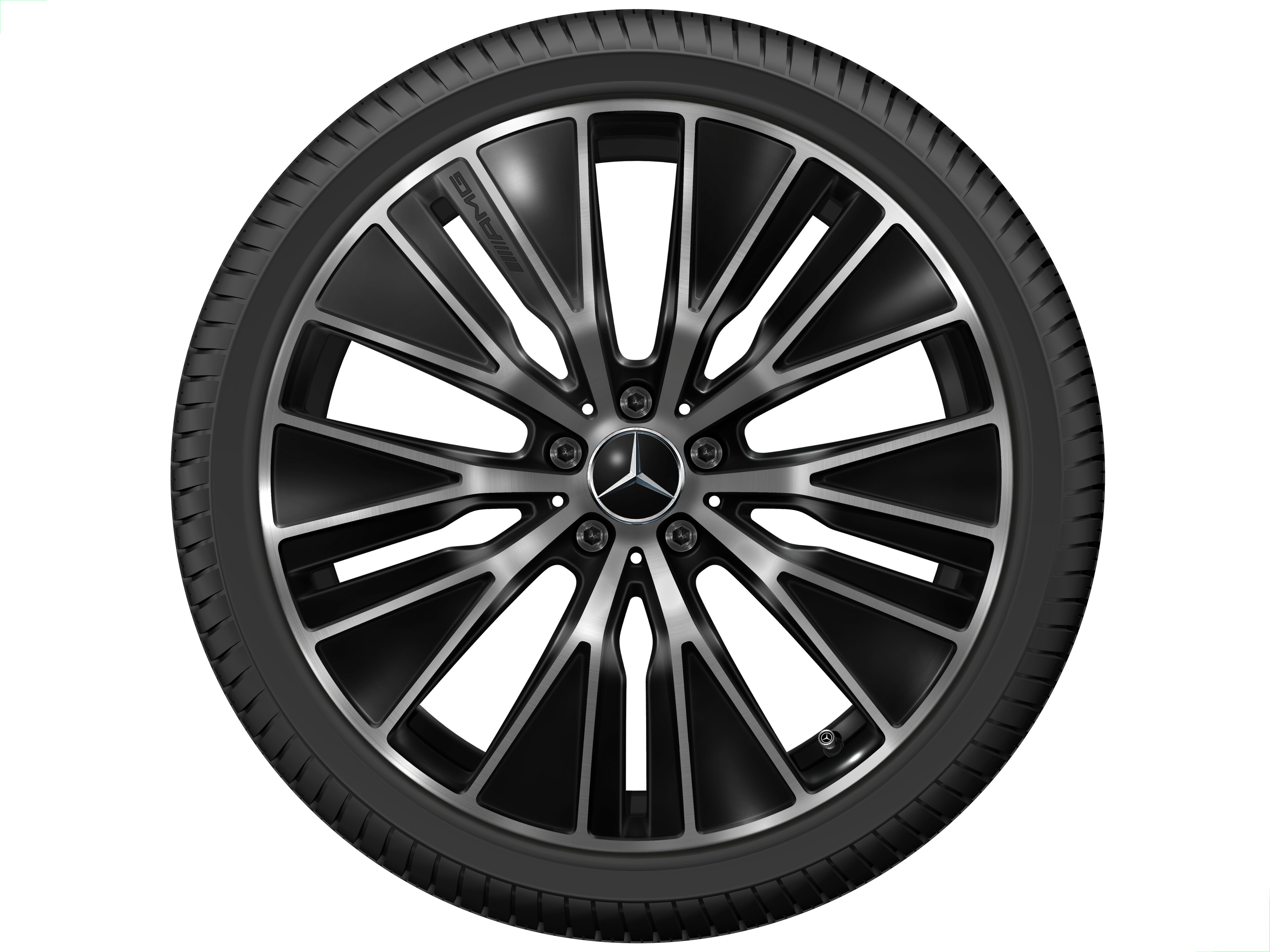 Jante alliage AMG, Branches en Y, 53,3 cm (21 pouces), aérodynamisme optimisé - 9,5 J x 21 ET 58,2, noir, finition brillante