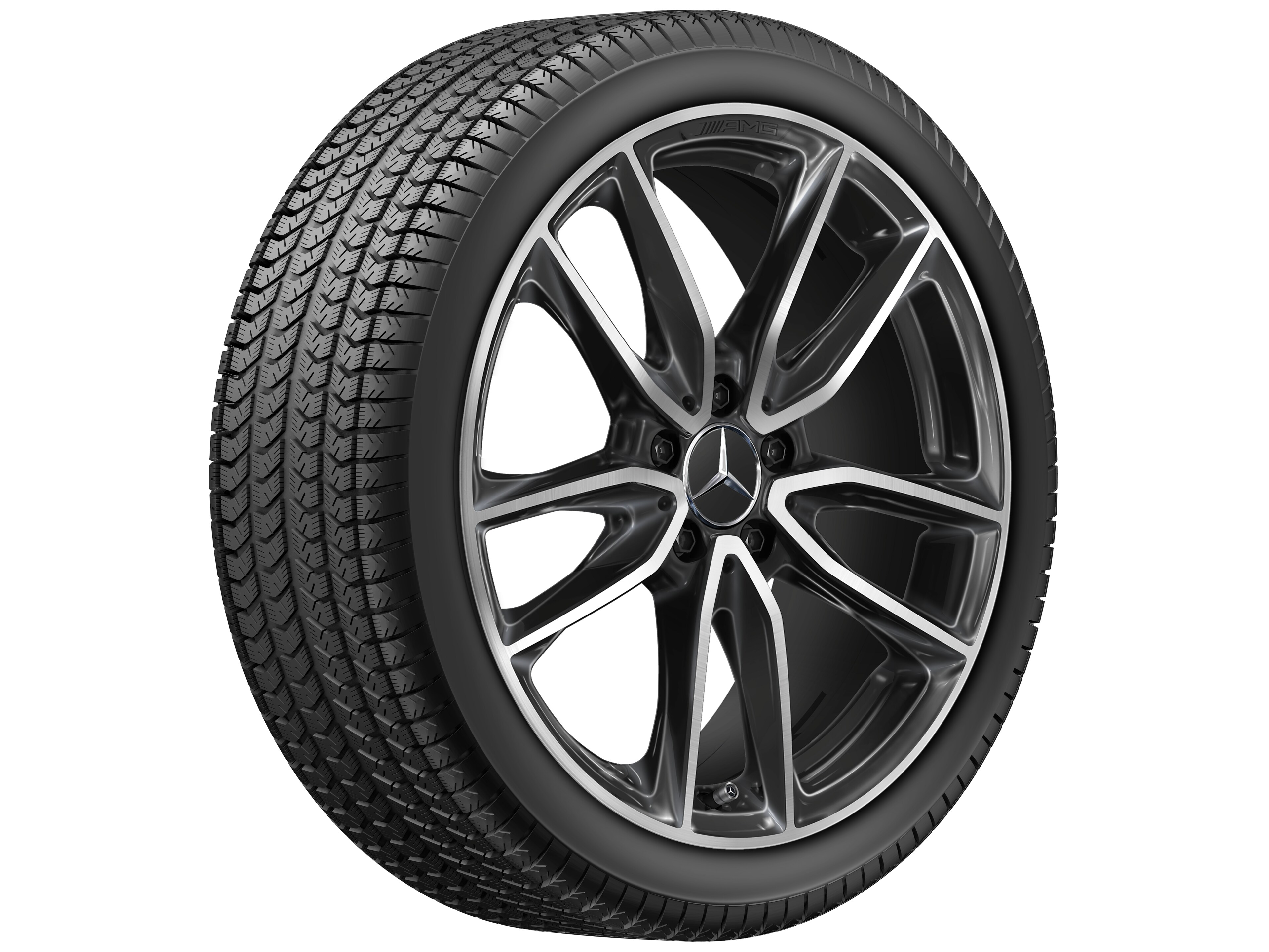 Jante AMG à 5 doubles branches, 48,3 cm (19 pouces) - 7,5 J x 19 ET 49, noir, finition brillante