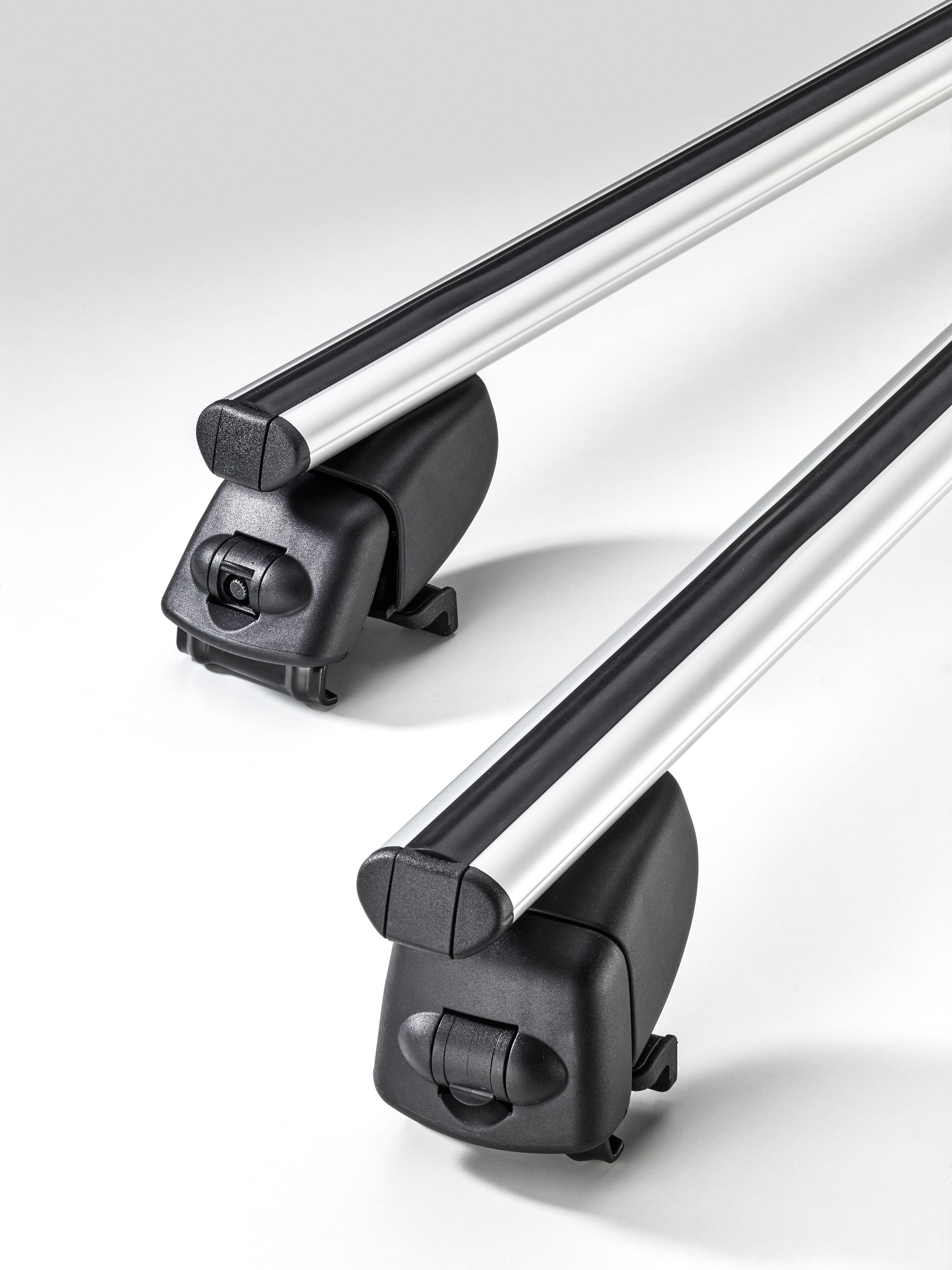 Barres de toit pour véhicule avec rampe de toit Alustyle, deux ponts transversaux - Aluminium / Matière plastique, argenté / noir
