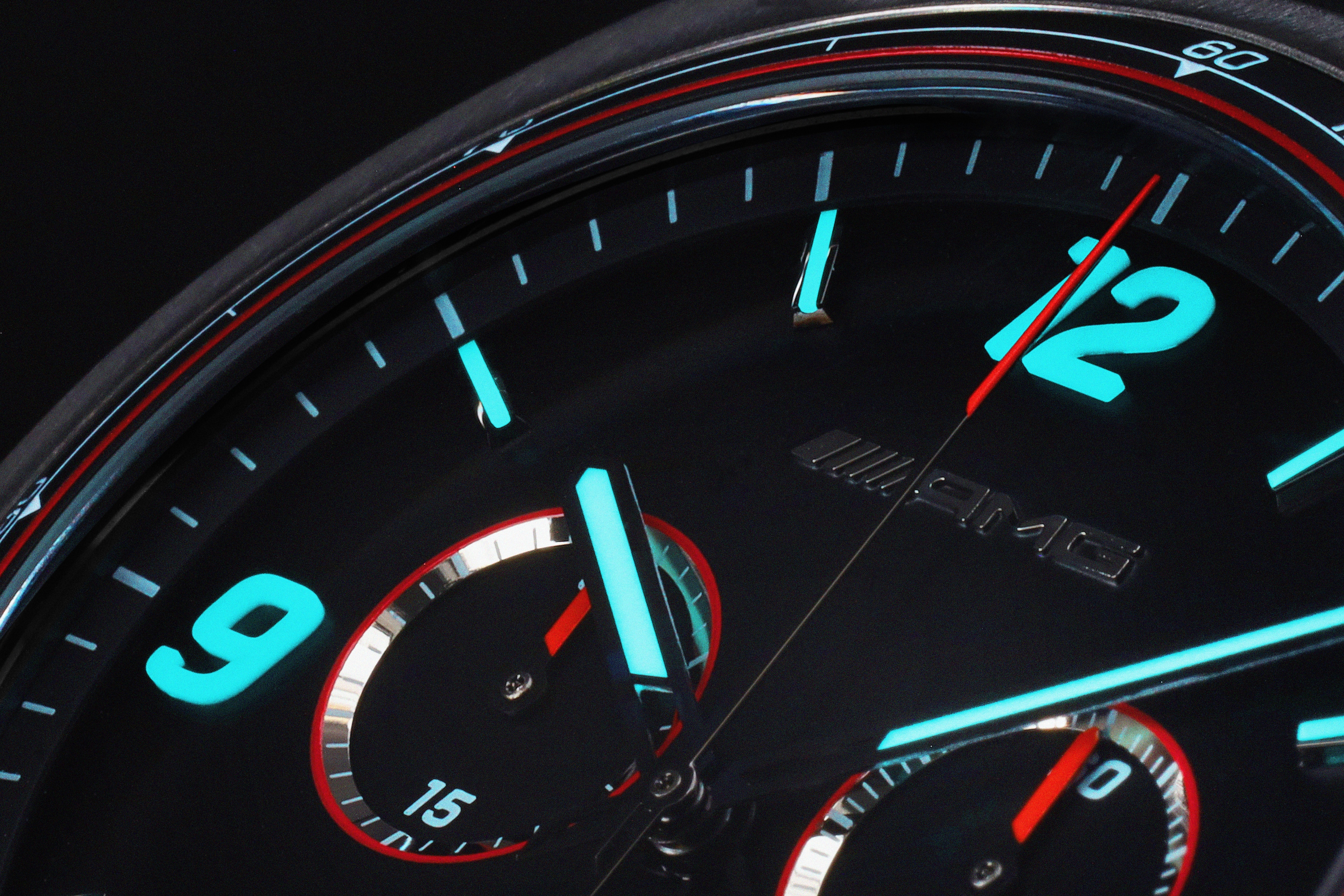 Montre, Homme, AMG, Montre-chrono Essentials - noir / Anthracite / rouge, Acier inoxydable / Titane / Caoutchouc