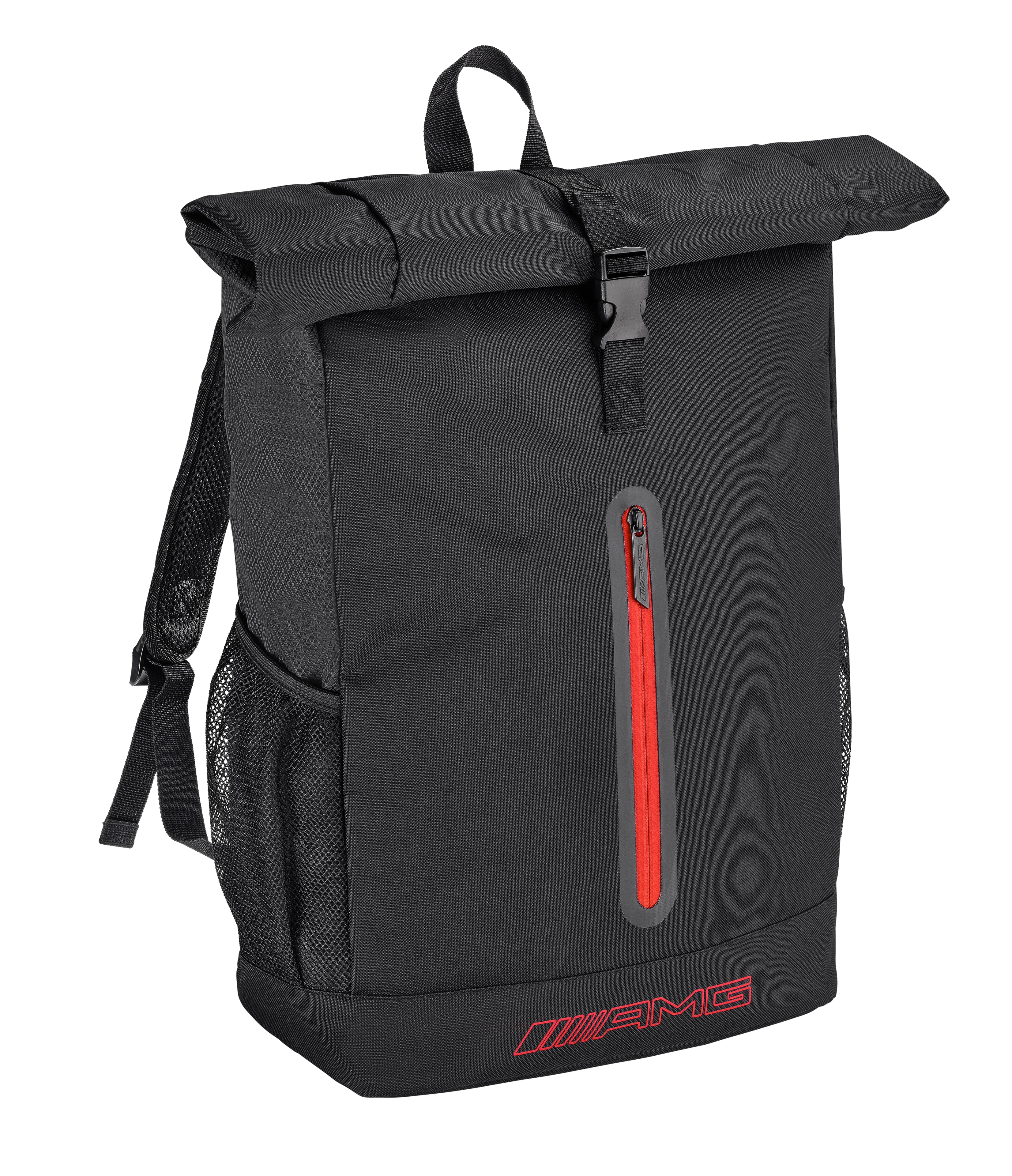 Sac à dos AMG, À haut enroulable - noir / rouge, Polyester