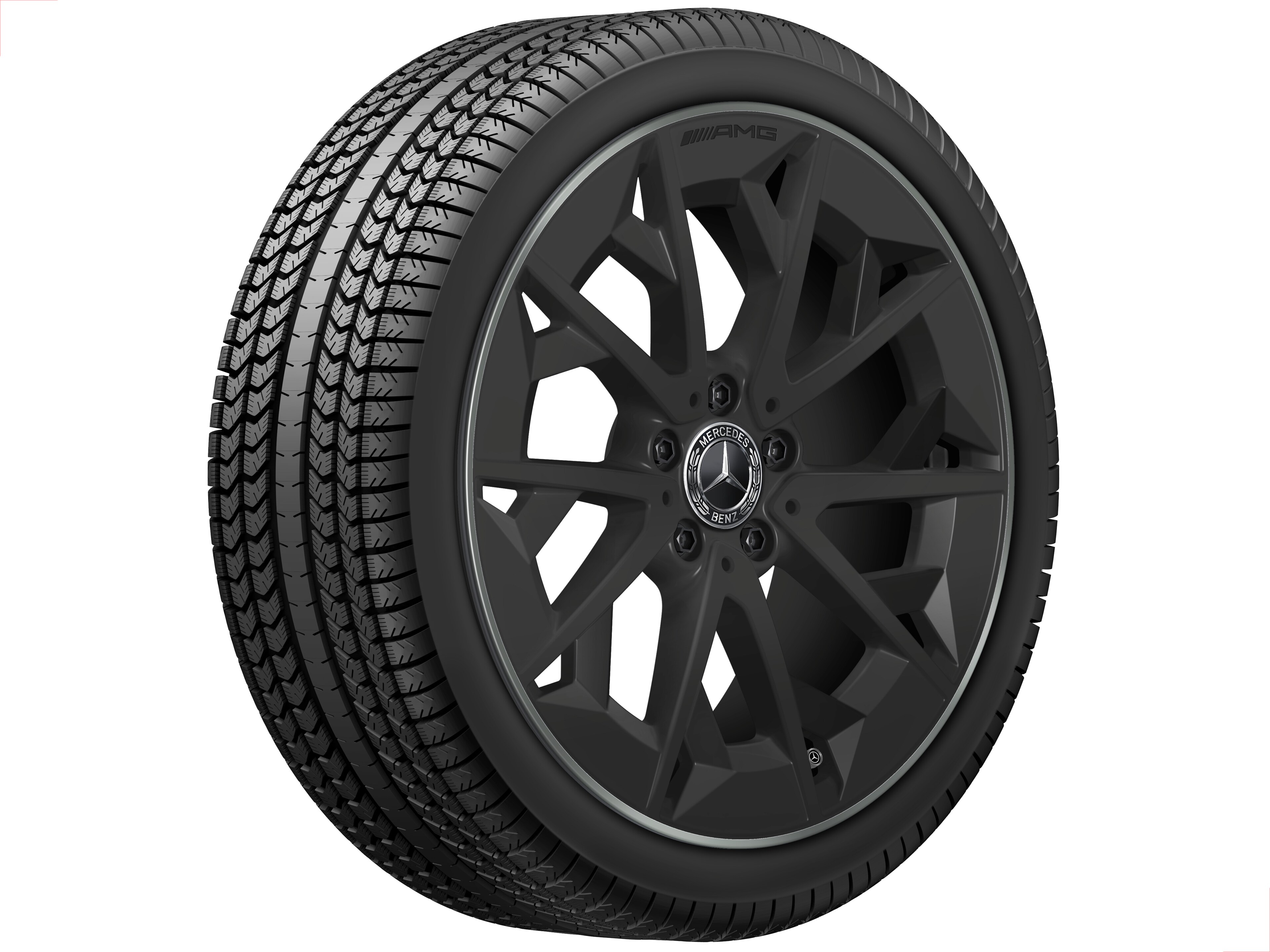 Jante alliage AMG, Jante en Y, 48,3 cm (19 pouces) - 7,5 J x 19 ET 48,4, noir mat / Tech Gold mat