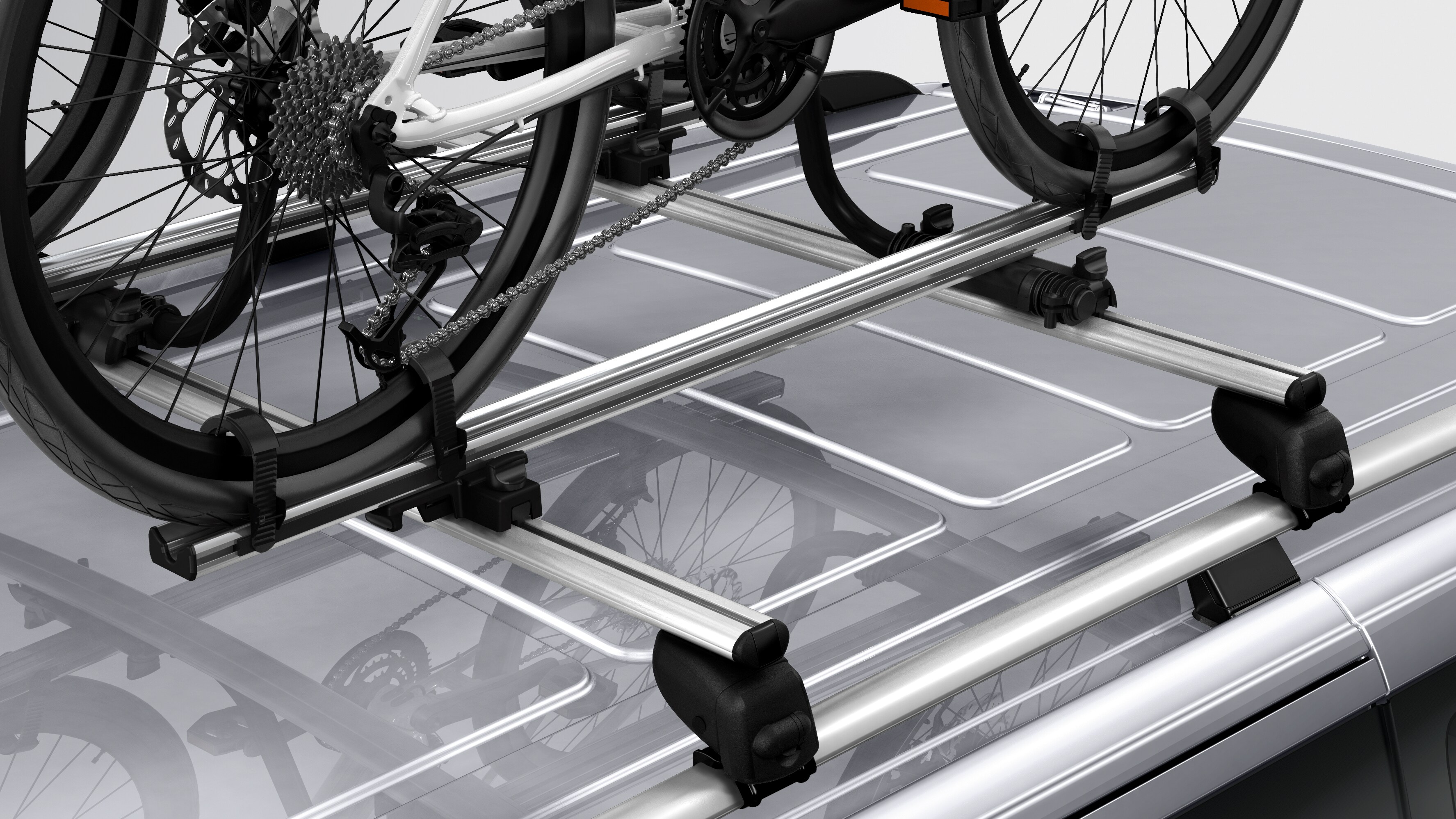 Barres de toit pour véhicule avec rampe de toit Alustyle, deux ponts transversaux
